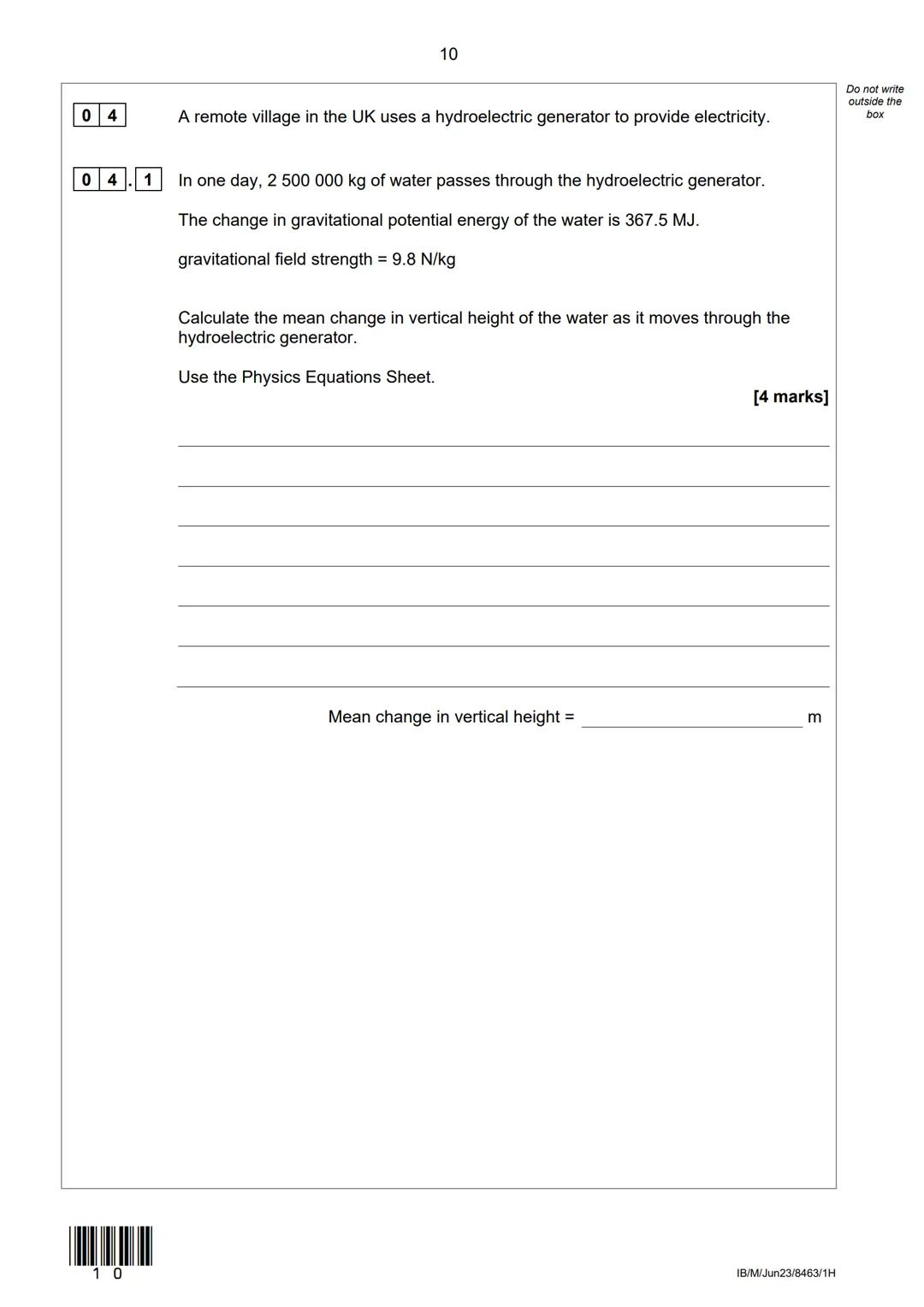 AQA
Please write clearly in block capitals.
Centre number
Surname
Forename(s)
Candidate signature
GCSE
PHYSICS
I declare this is my own work