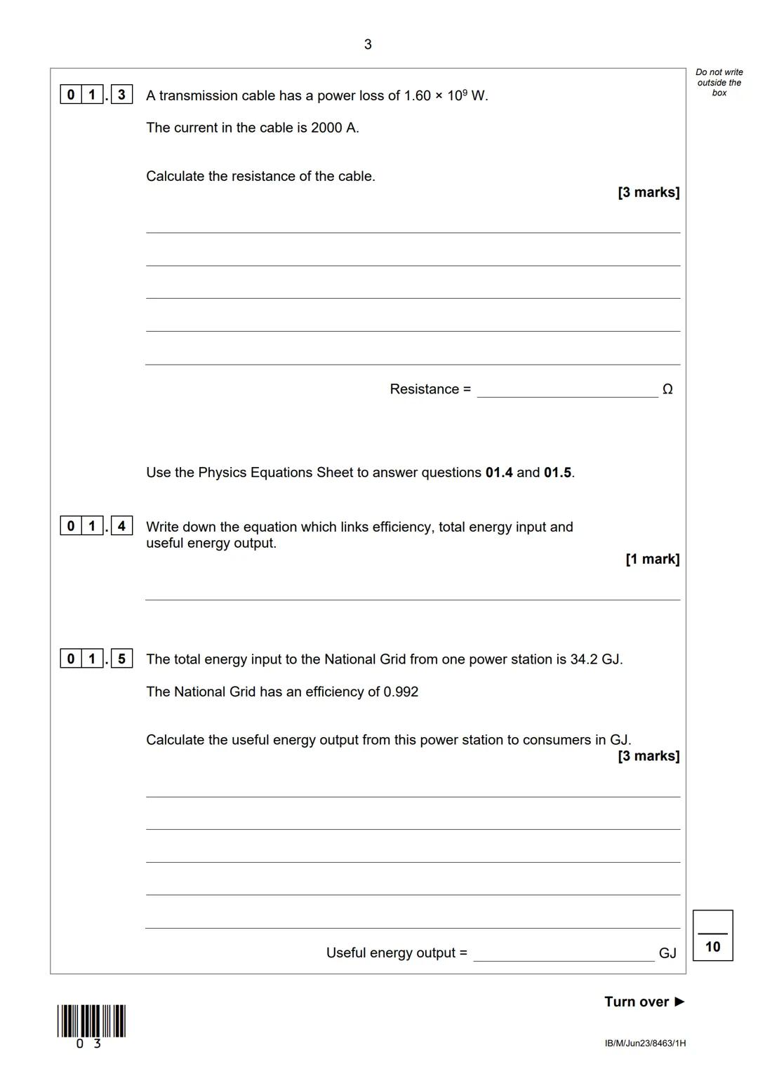 AQA
Please write clearly in block capitals.
Centre number
Surname
Forename(s)
Candidate signature
GCSE
PHYSICS
I declare this is my own work