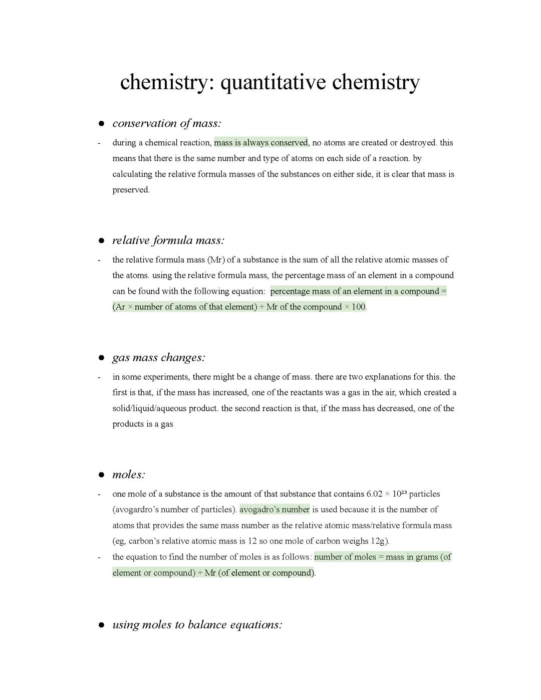 gcse | chemistry: quantitative chemistry