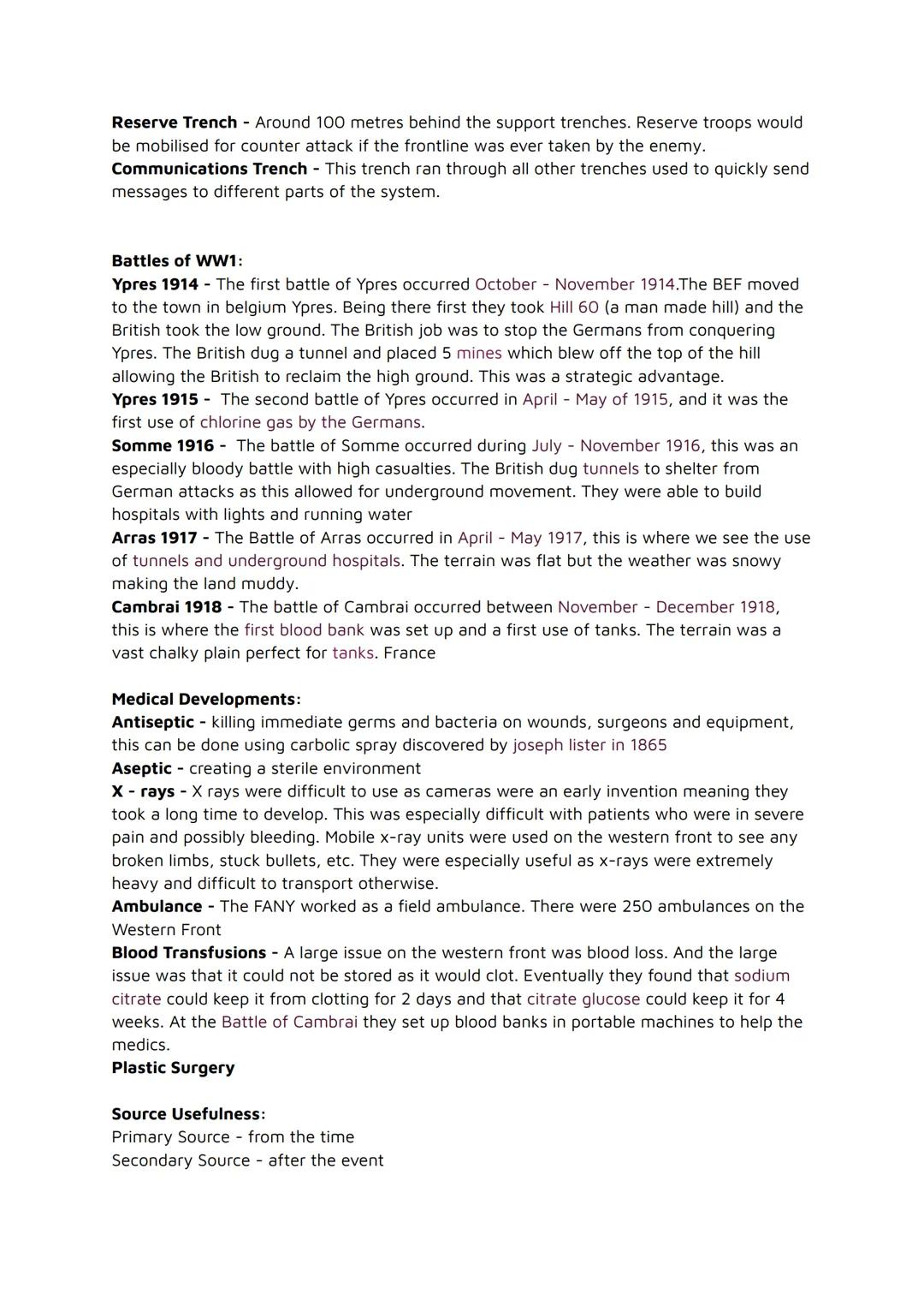GCSE History Western Front
Medicine on the Western Front 1914-1918
Trench Problems:
Facial Injuries - Men would suffer terrible injuries to
