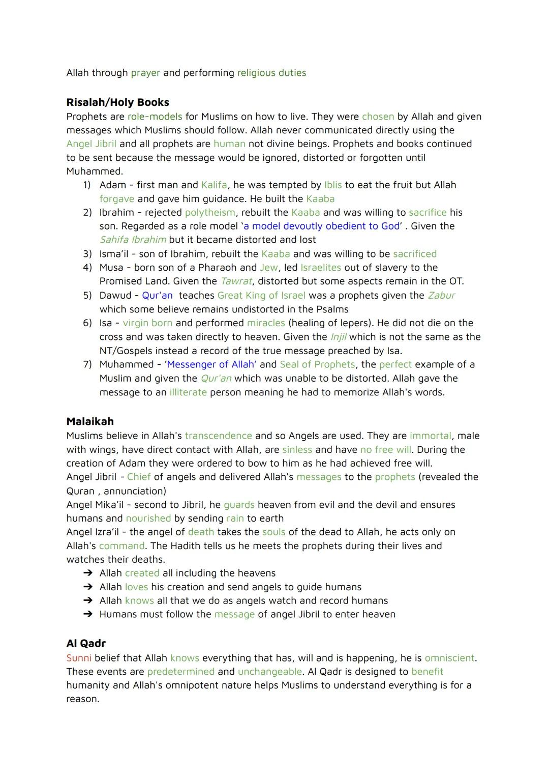 GCSE RE Islam
Beliefs Practices Sunni Shi'a
Muslim Beliefs
The 6 Beliefs
Believed by Sunni Muslims who are the majority of Islam. They belie