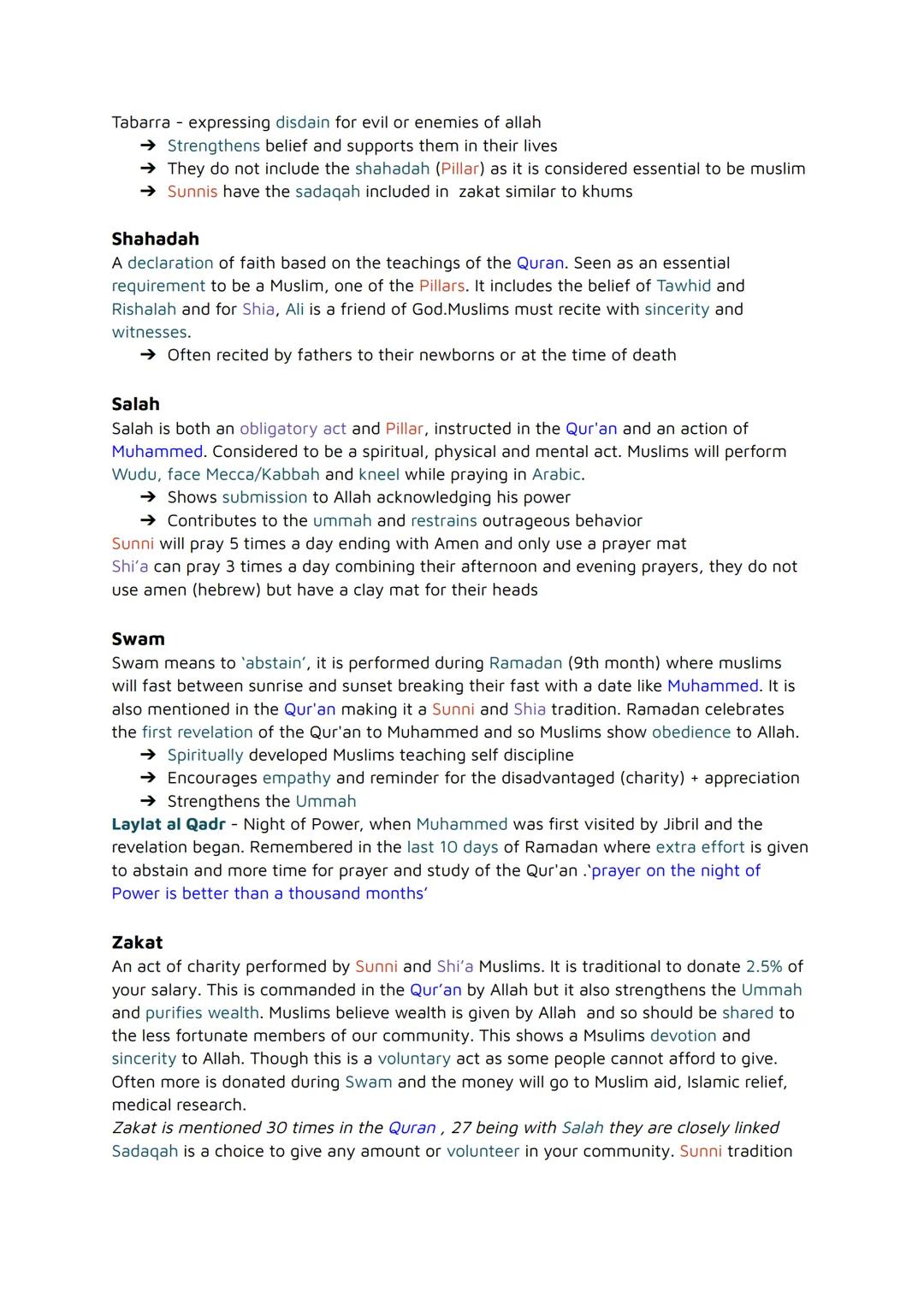 GCSE RE Islam
Beliefs Practices Sunni Shi'a
Muslim Beliefs
The 6 Beliefs
Believed by Sunni Muslims who are the majority of Islam. They belie