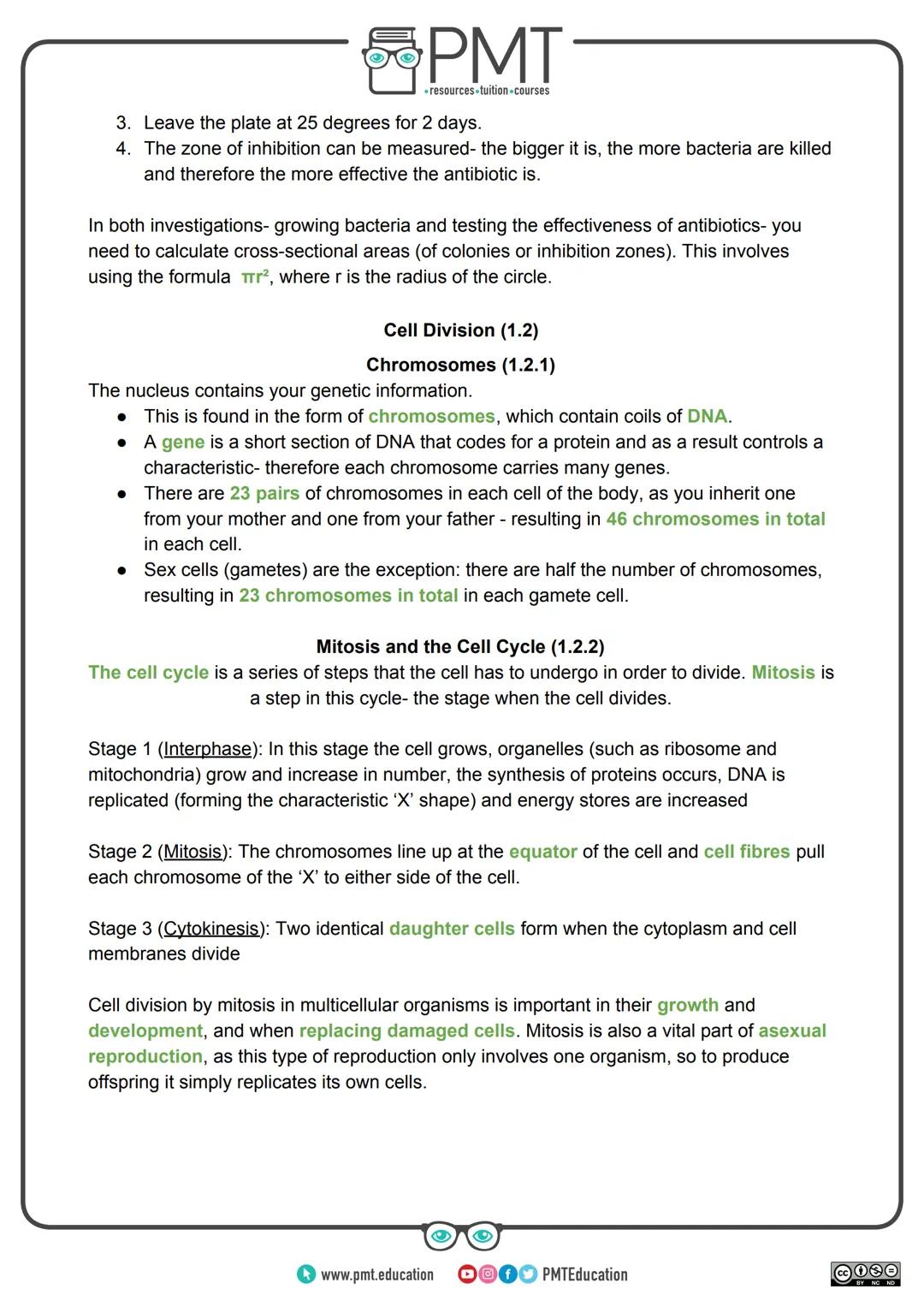 PMT
⚫resources tuition courses
AQA Biology GCSE
Topic 1: Cell Biology
Notes
Content in bold is for higher tier only.
Content is for both sep