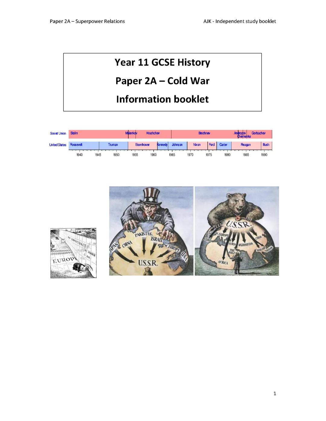 Cold war key topics & information booklet paper 2