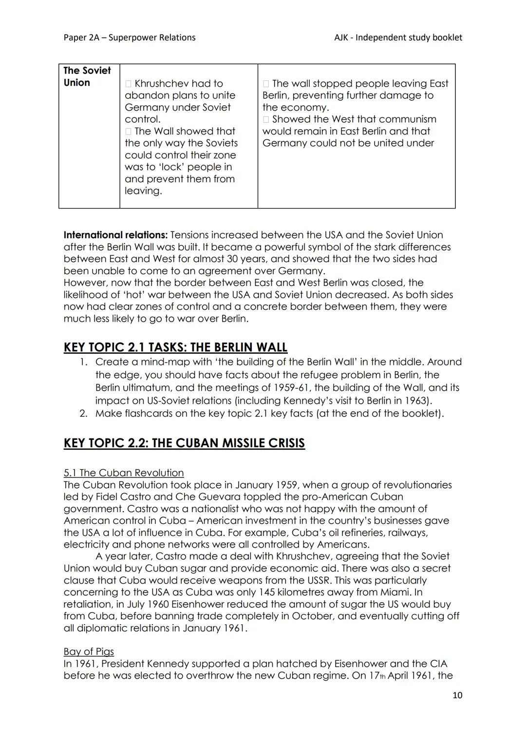 Paper 2A-Superpower Relations
AJK Independent study booklet
Year 11 GCSE History
Paper 2A-Cold War
Information booklet
Soviet Union Stalin
K