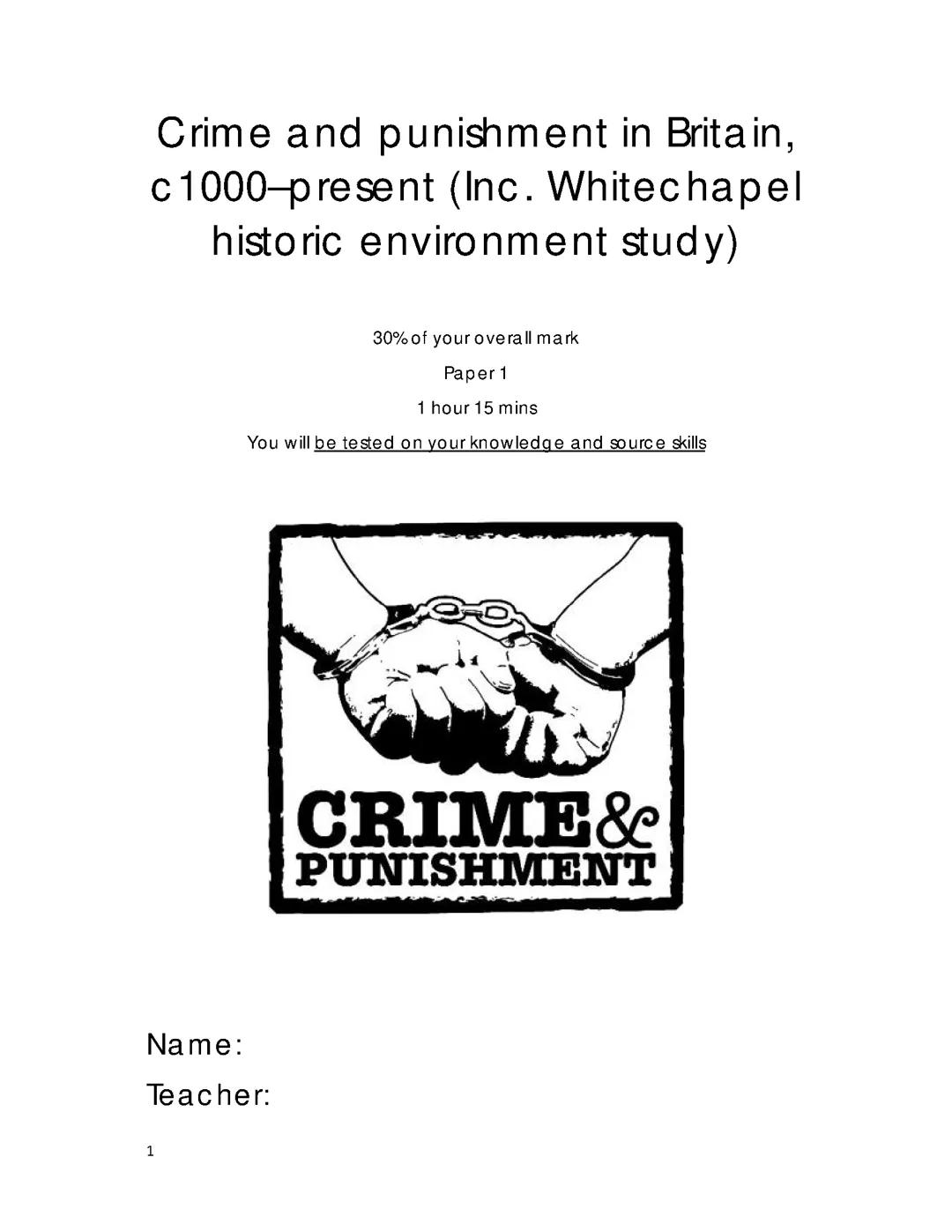 Crime & Punishment & Whitechapel entire paper revision booklet