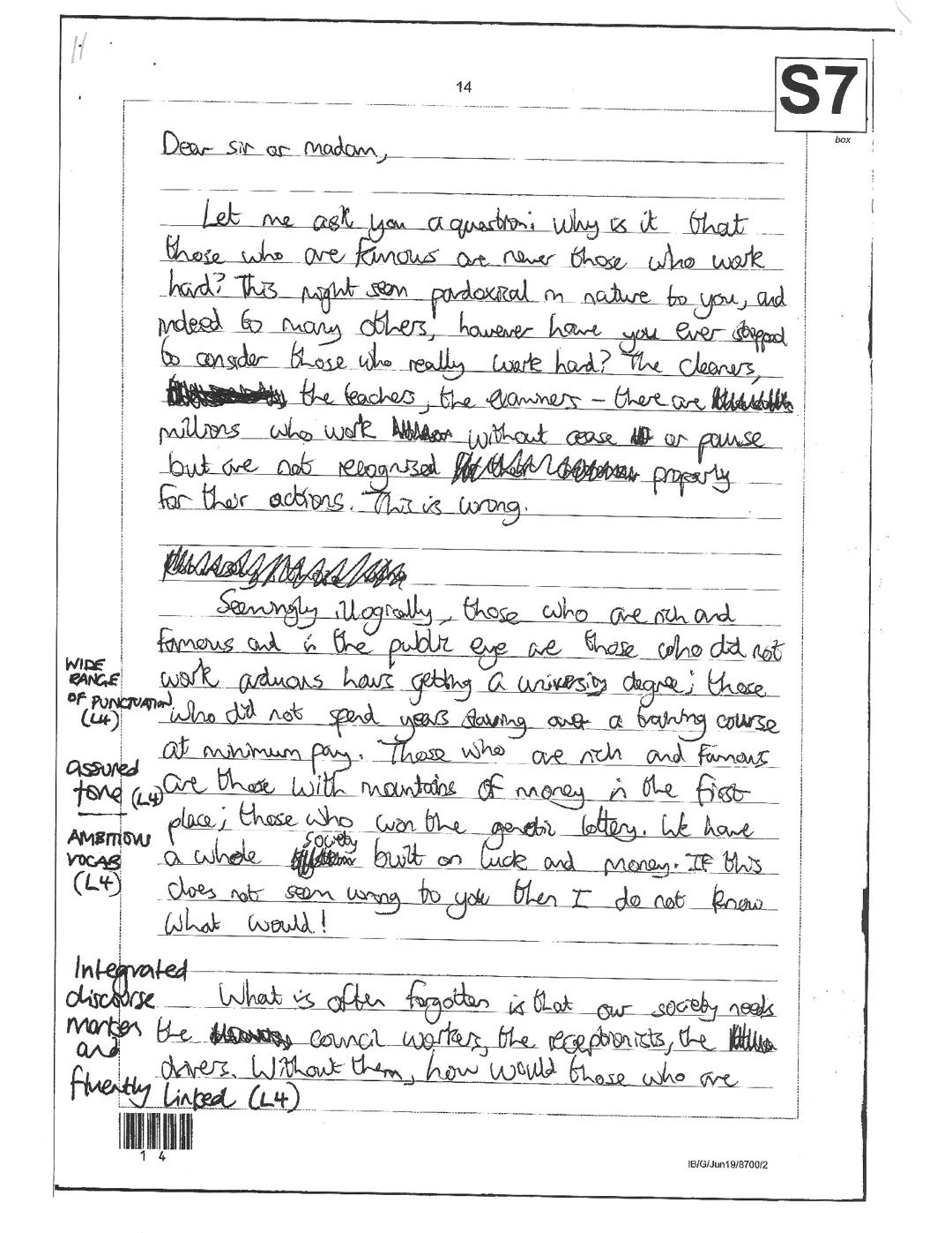 English language paper 2 question 5 model answer