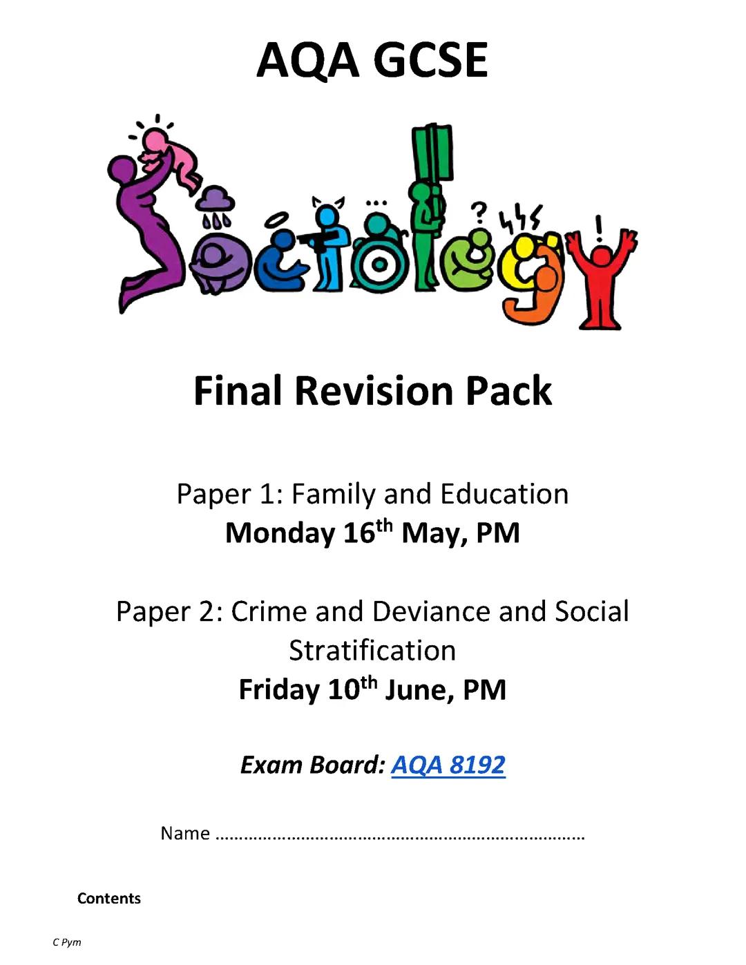 AQA Sociology Last Minute Revision