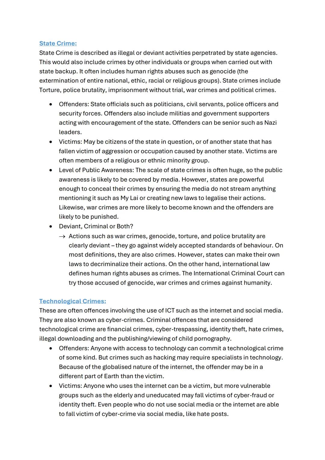 # AC1.1-ANALYSE DIFFERENT TYPES OF CRIME:
White Collar Crime:
Crimes that are committed by people in a position of power and authority. It