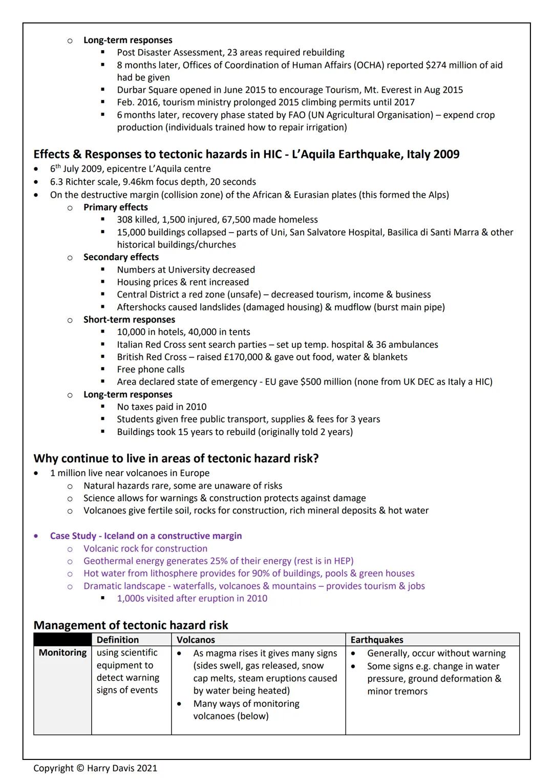 # GEOGRAPHY
# REVISION
PHYSICAL
Natural Hazards
Living World
Physical Landscapes
Copyright ยฉ Harry Davis 2021 # Topic 1 - Natural Hazard