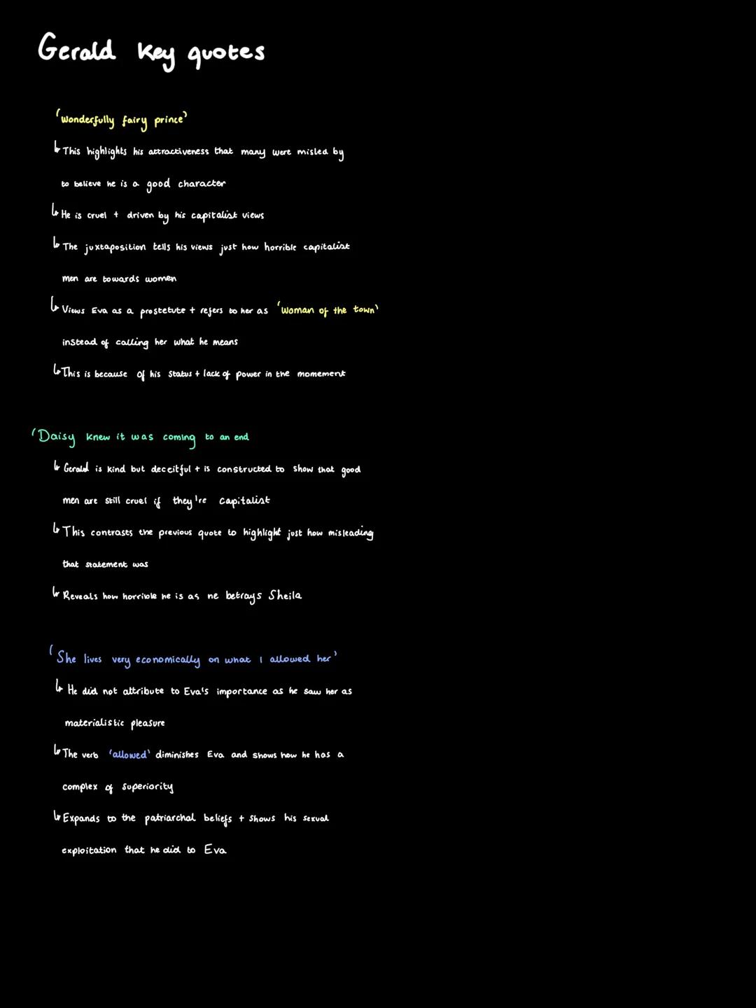 # Inspector Goole key quotes Pt. 2
'They will be taught in fire, blood + anguish)
Lo These are his final words + a semantic field of viole