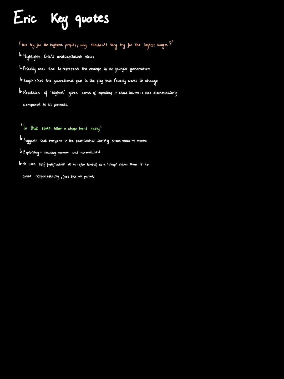 # Inspector Goole key quotes Pt. 2
'They will be taught in fire, blood + anguish)
Lo These are his final words + a semantic field of viole