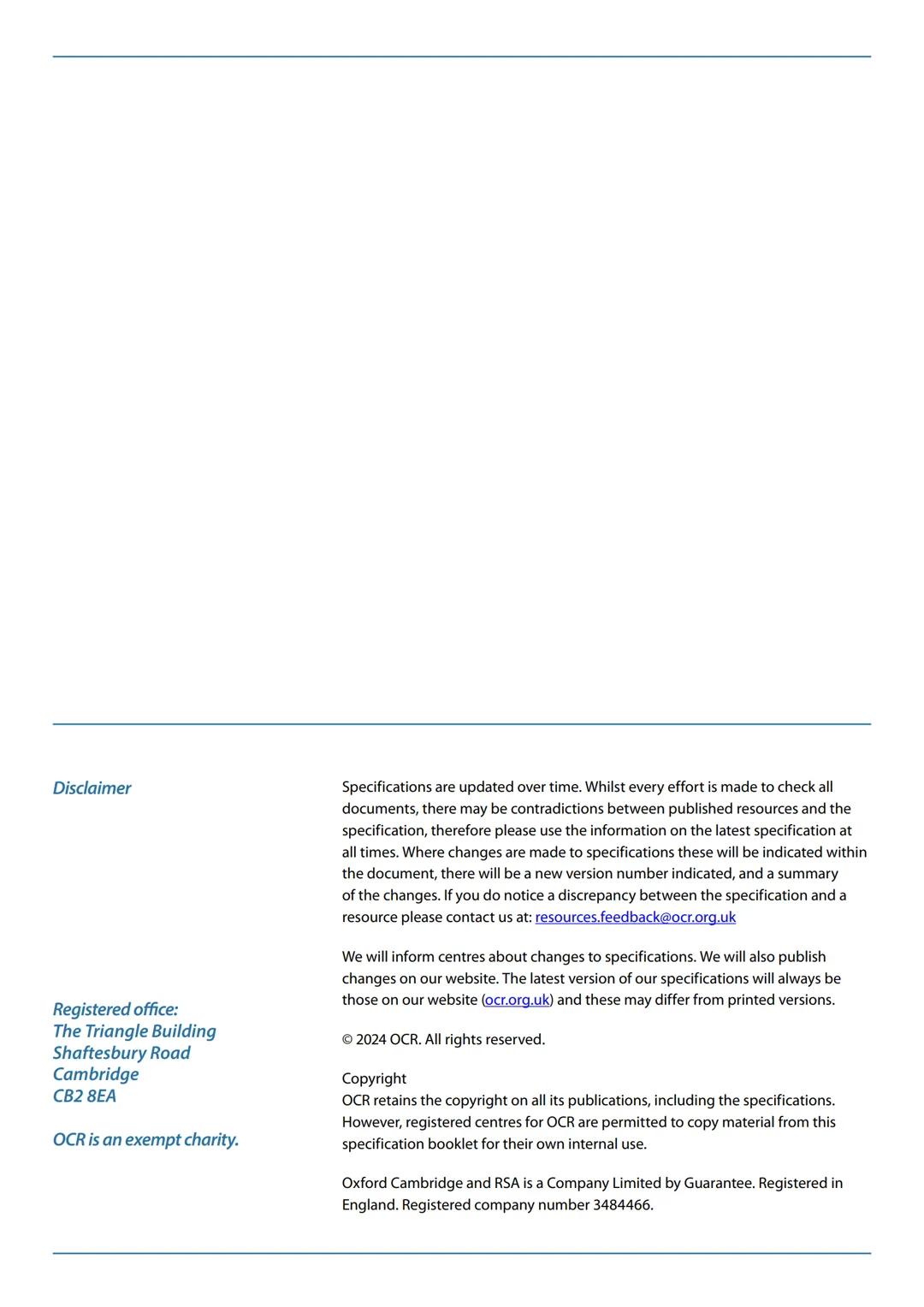 Qualification
Accredited
OCR
Oxford Cambridge and RSA
A LEVEL
Specification
LAW
H418
For first assessment in 2022
Version 1.4 (February 20