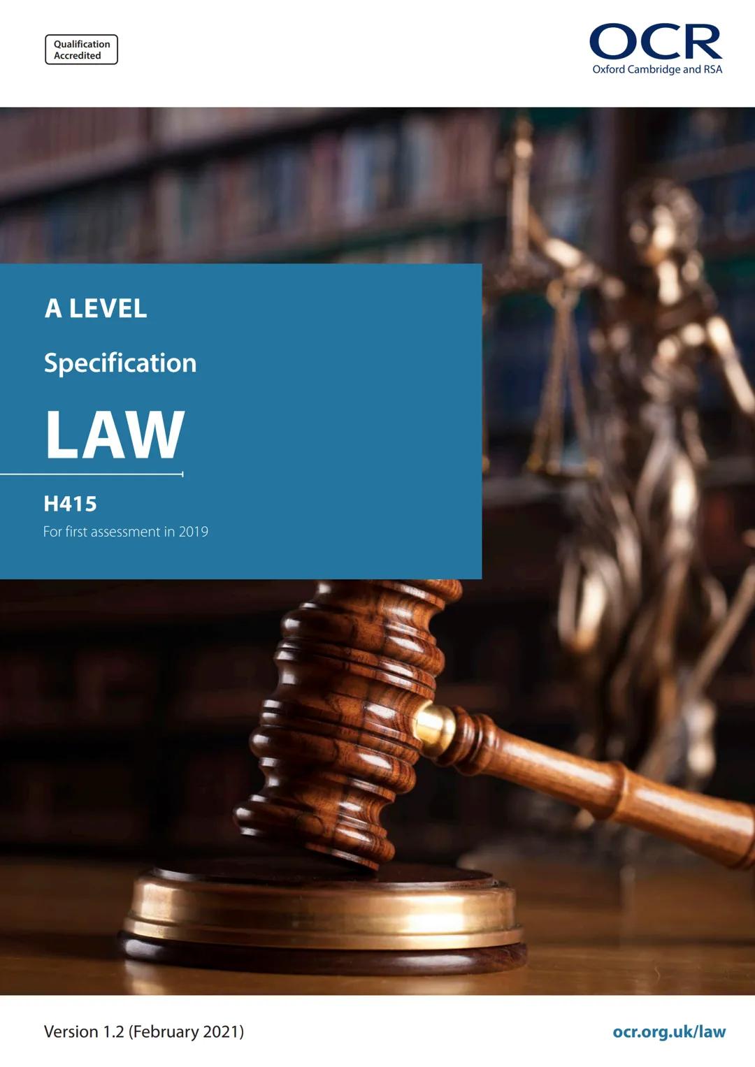 OCR A-level Law Specification H415