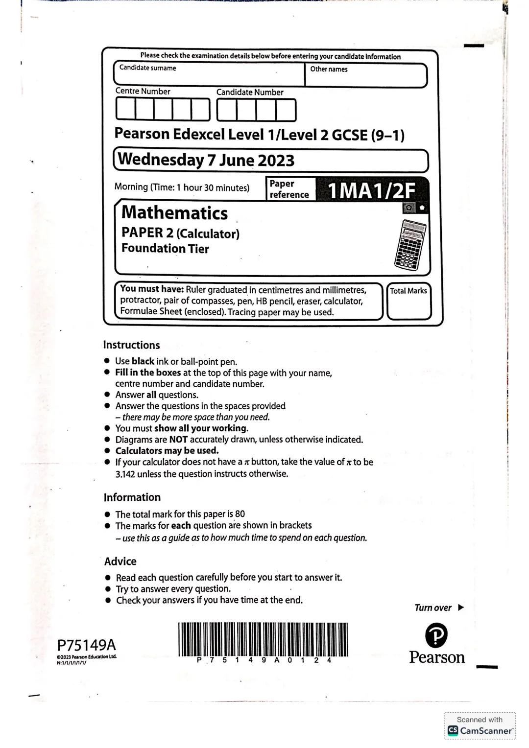 --- OCR Start ---
Please check the examination details below before entering your candidate information
Candidate surname
Centre Number
Cand