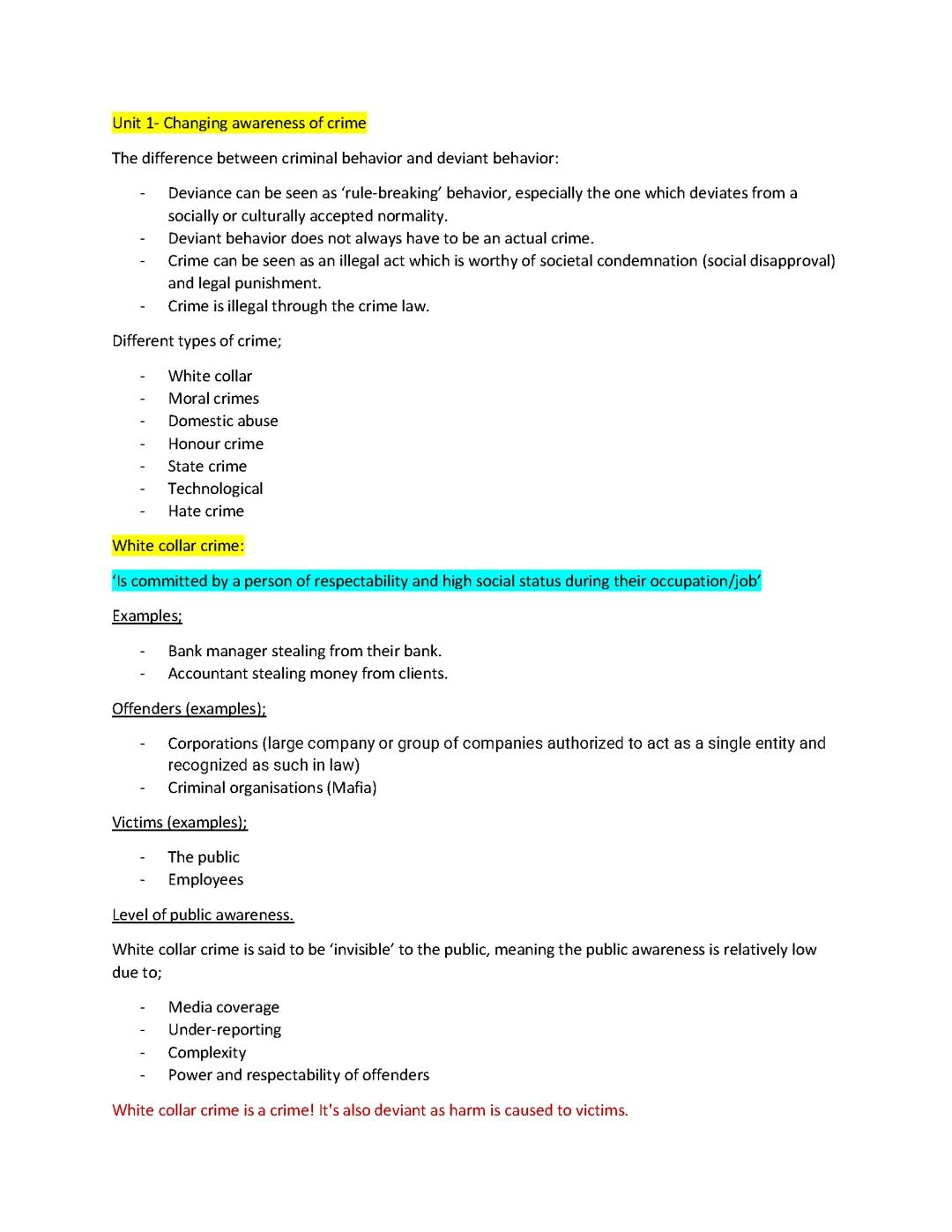 Unit 1 Criminology 1.1