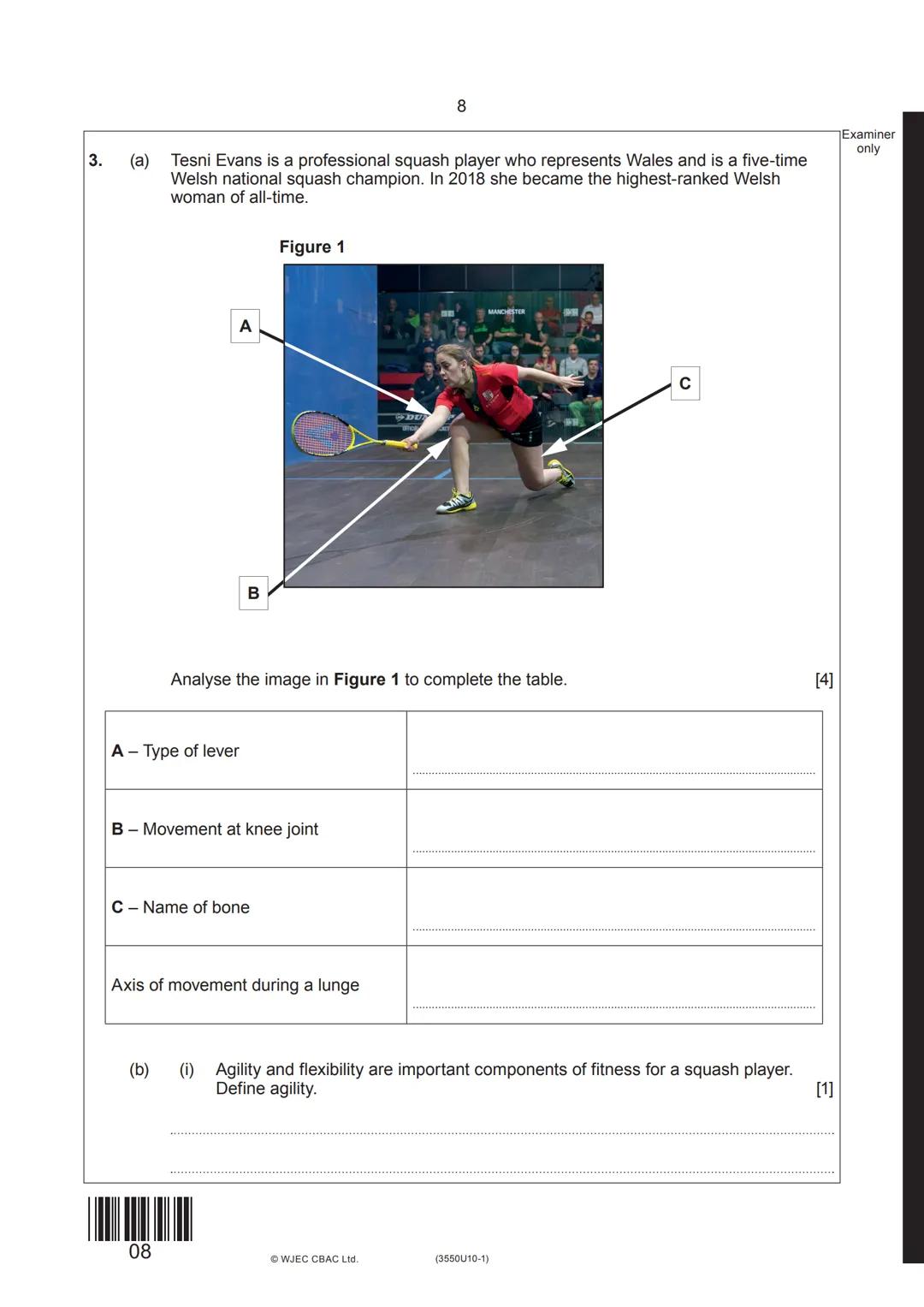 --- OCR Start ---
Surname
First name(s)
GCSE
wjec
ัะฒะฐั
3550U10-1
Centre
Number
S23-3550U10-1
WEDNESDAY 17 MAY 2023 - AFTERNOON
PHYSICAL EDUC