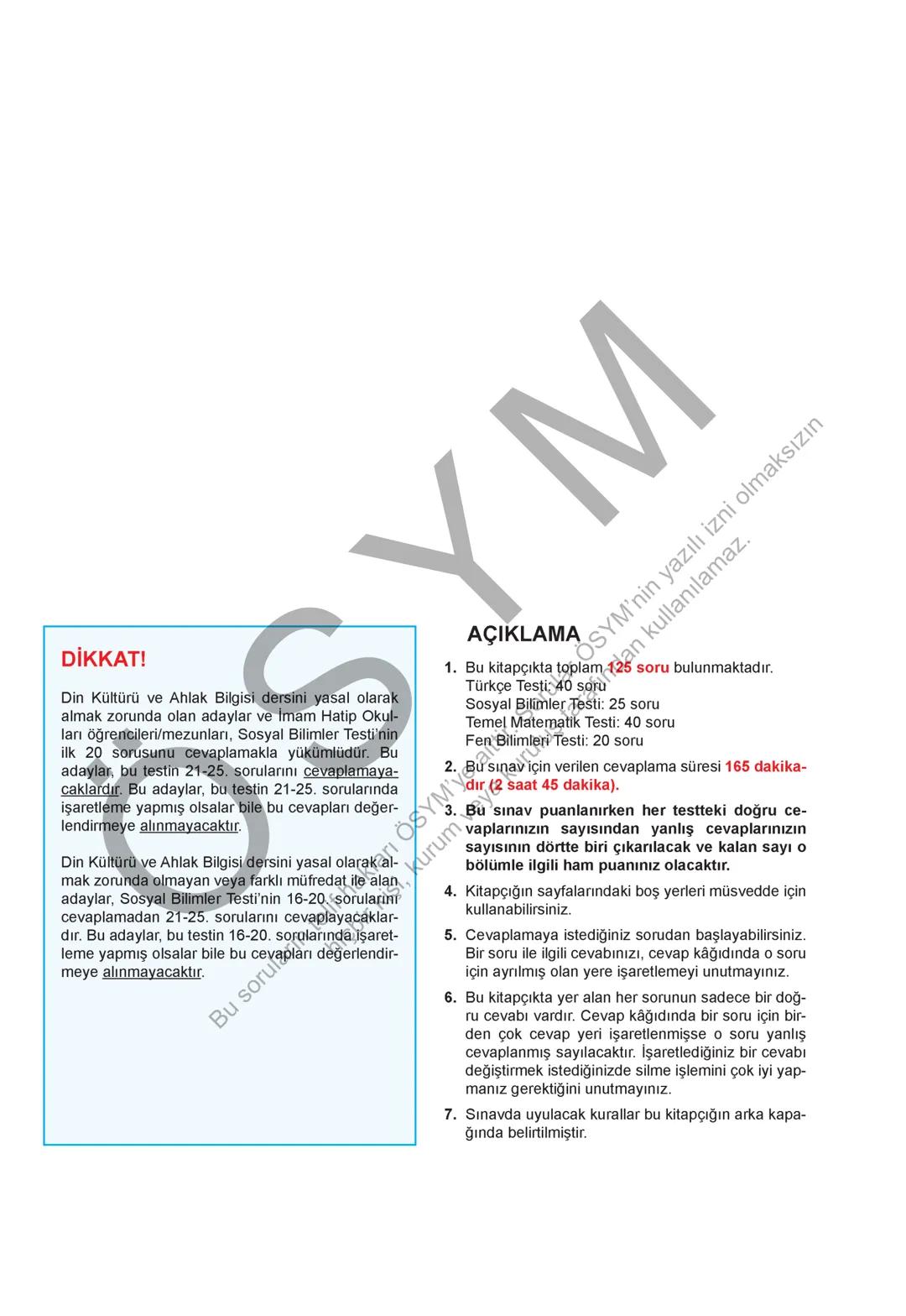 ÖSYM
T.C. Ölçme, Seçme ve Yerleştirme Merkezi
YÜKSEKÖĞRETİM KURUMLARI SINAVI
TEMEL YETERLİLİK TESTİ
(2024-TYT)
8 HAZİRAN 2024 CUMARTESİ