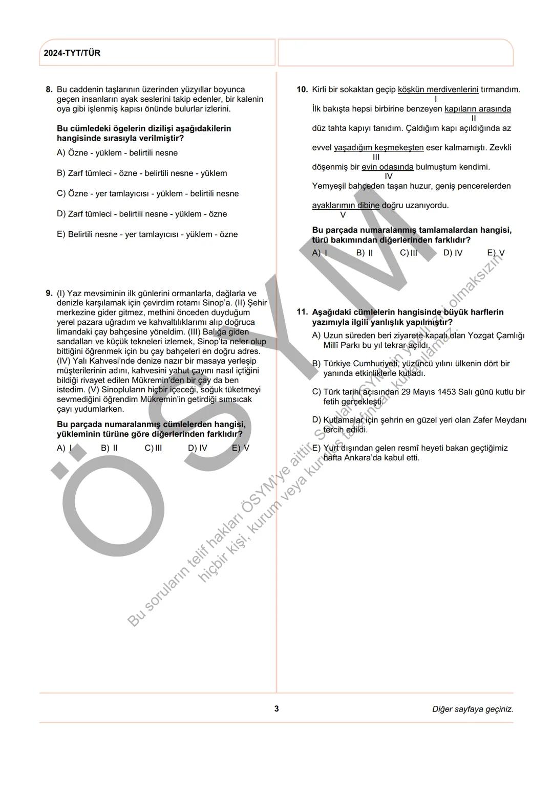 ÖSYM
T.C. Ölçme, Seçme ve Yerleştirme Merkezi
YÜKSEKÖĞRETİM KURUMLARI SINAVI
TEMEL YETERLİLİK TESTİ
(2024-TYT)
8 HAZİRAN 2024 CUMARTESİ