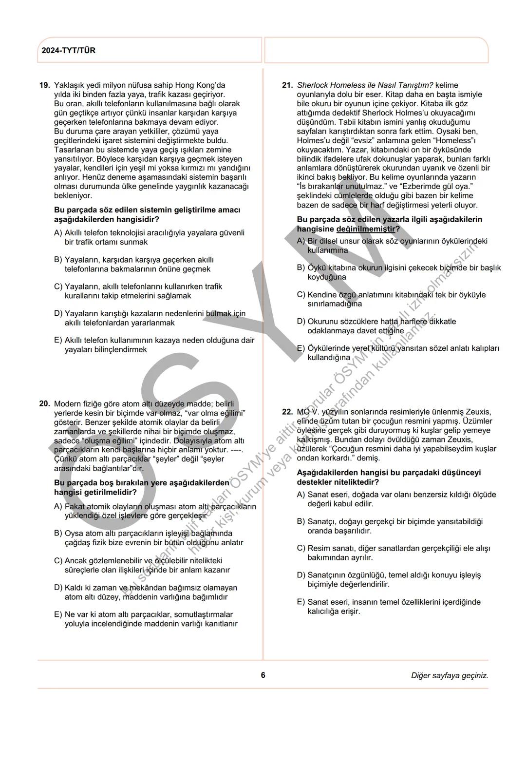 ÖSYM
T.C. Ölçme, Seçme ve Yerleştirme Merkezi
YÜKSEKÖĞRETİM KURUMLARI SINAVI
TEMEL YETERLİLİK TESTİ
(2024-TYT)
8 HAZİRAN 2024 CUMARTESİ