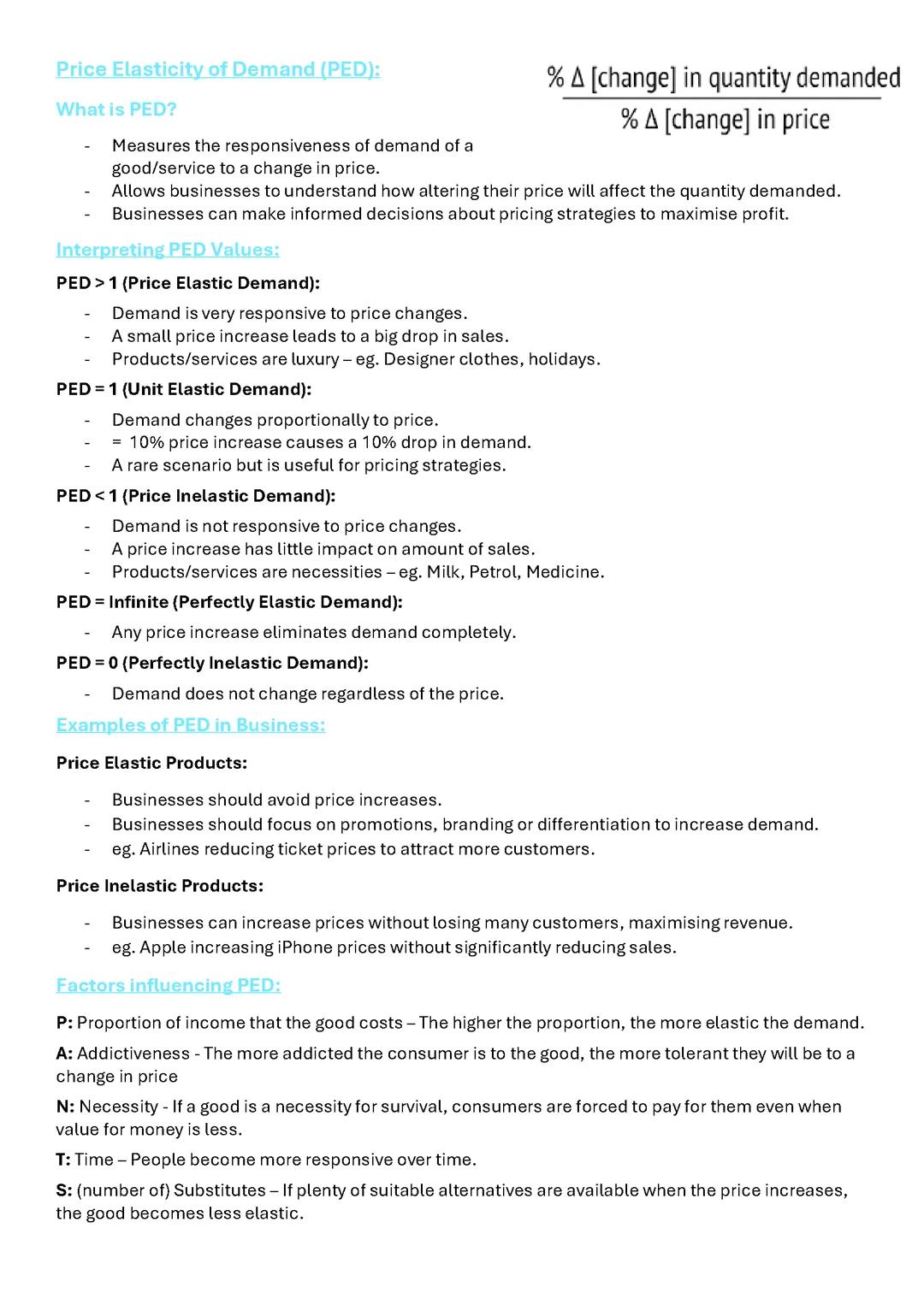 Price Elasticity of Demand + Income Elasticity of Demand (PED & YED