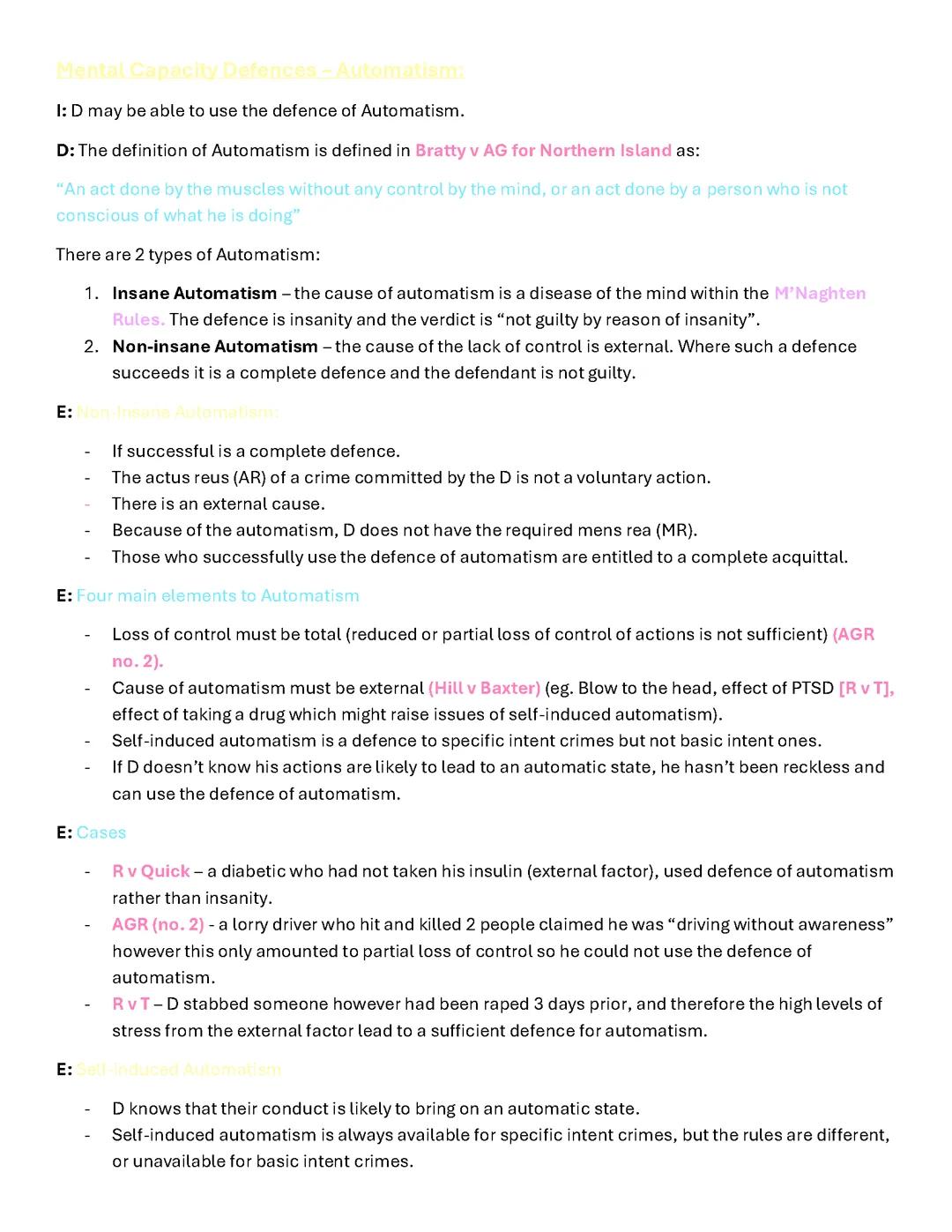 Automatism Scenario Essay Structure