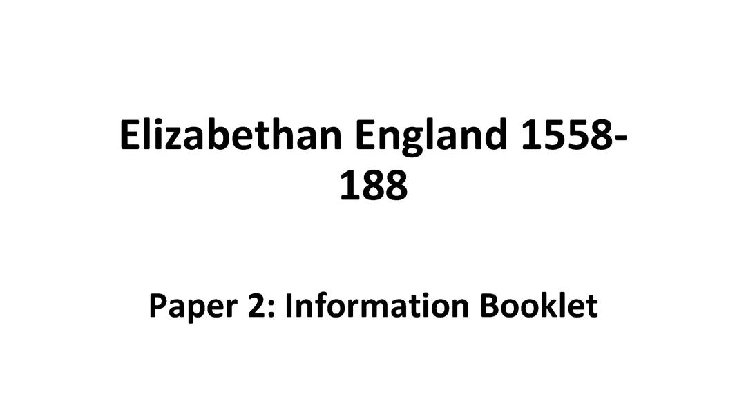 Elizabethan England 1558-1588