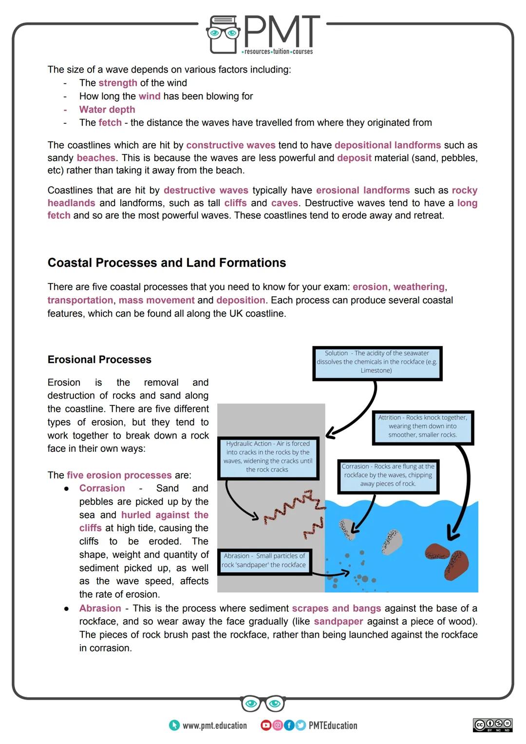 --- OCR Start ---
PMT
-resources-tuition-courses
AQA Geography GCSE
Coastal Landscapes in the UK
Detailed Notes
This work by PMT Education i