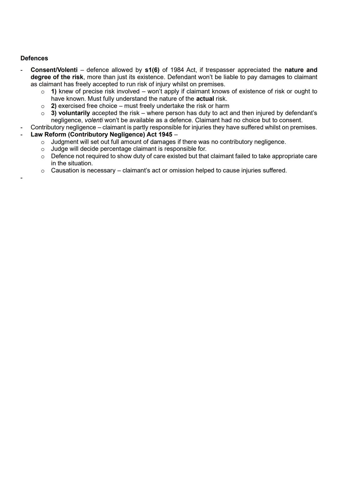 --- OCR Start ---
Occupiers' Liability Act 1984 Scenario Question Structure
Establish who the claimant/defendant is,
Outline the Occupiers'
