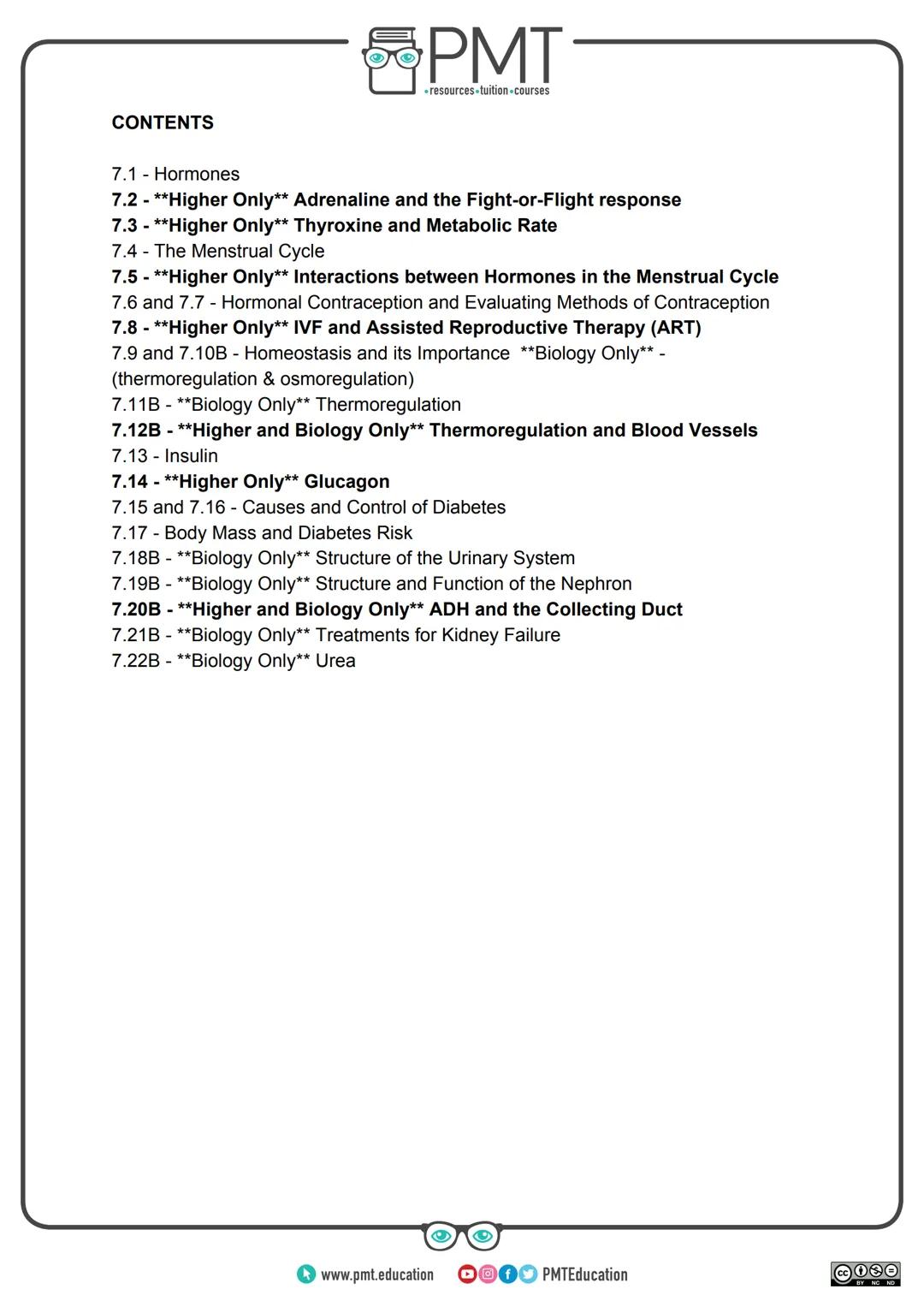 --- OCR Start ---
PMT
-resources-tuition-courses
Edexcel Biology GCSE
Topic 7: Animal Coordination, Control
and Homeostasis
Notes
(Content i