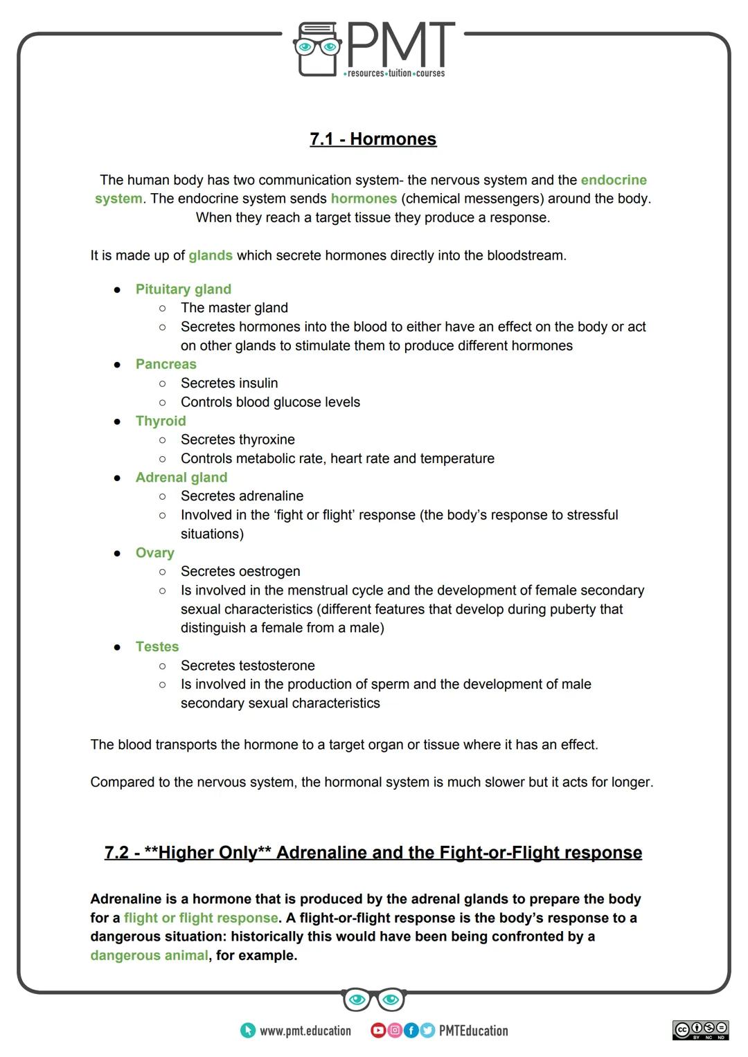 --- OCR Start ---
PMT
-resources-tuition-courses
Edexcel Biology GCSE
Topic 7: Animal Coordination, Control
and Homeostasis
Notes
(Content i