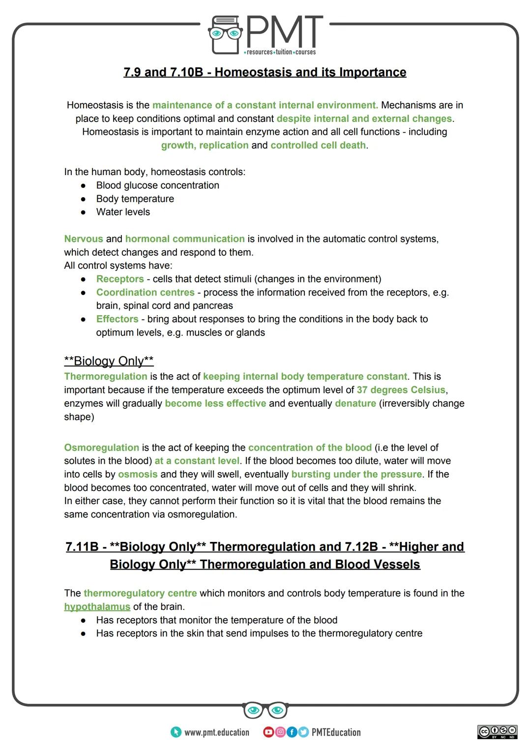 --- OCR Start ---
PMT
-resources-tuition-courses
Edexcel Biology GCSE
Topic 7: Animal Coordination, Control
and Homeostasis
Notes
(Content i