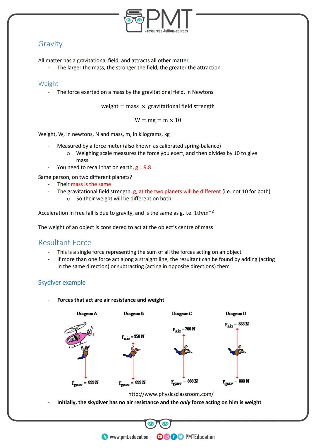 --- OCR Start ---
PMT
-resources-tuition-courses
AQA GCSE Physics
Topic 5: Forces
Notes
(Content in bold is for Higher Tier only)
www.pmt.ed