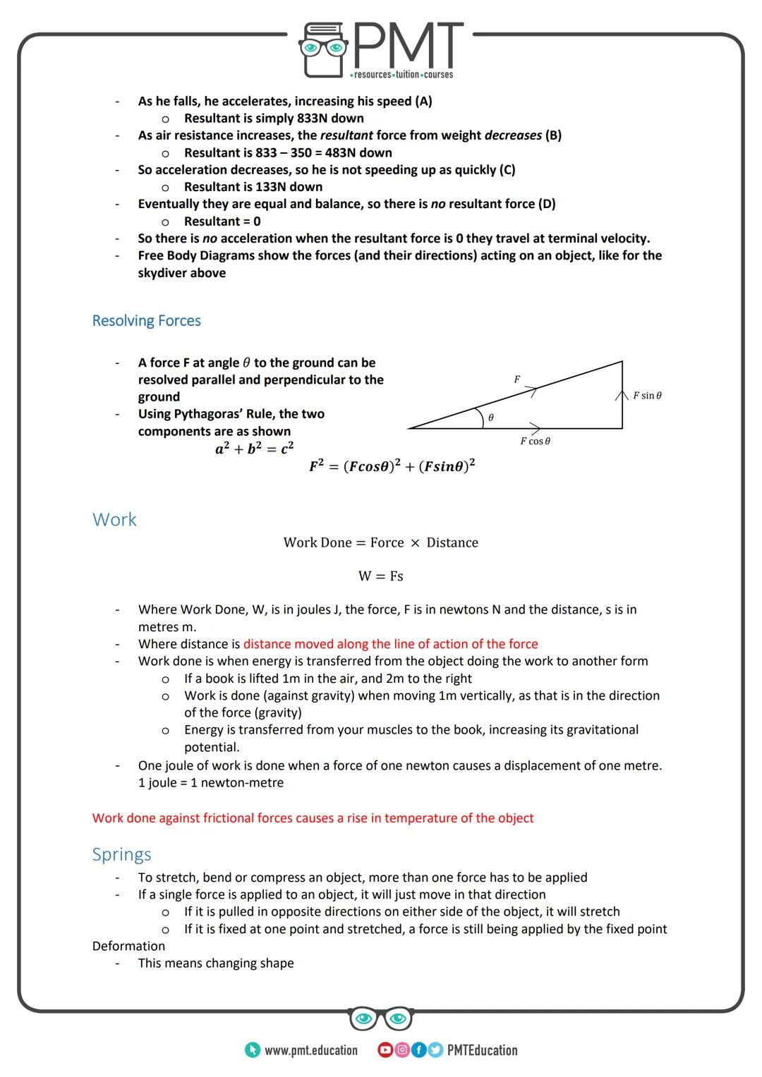 --- OCR Start ---
PMT
-resources-tuition-courses
AQA GCSE Physics
Topic 5: Forces
Notes
(Content in bold is for Higher Tier only)
www.pmt.ed