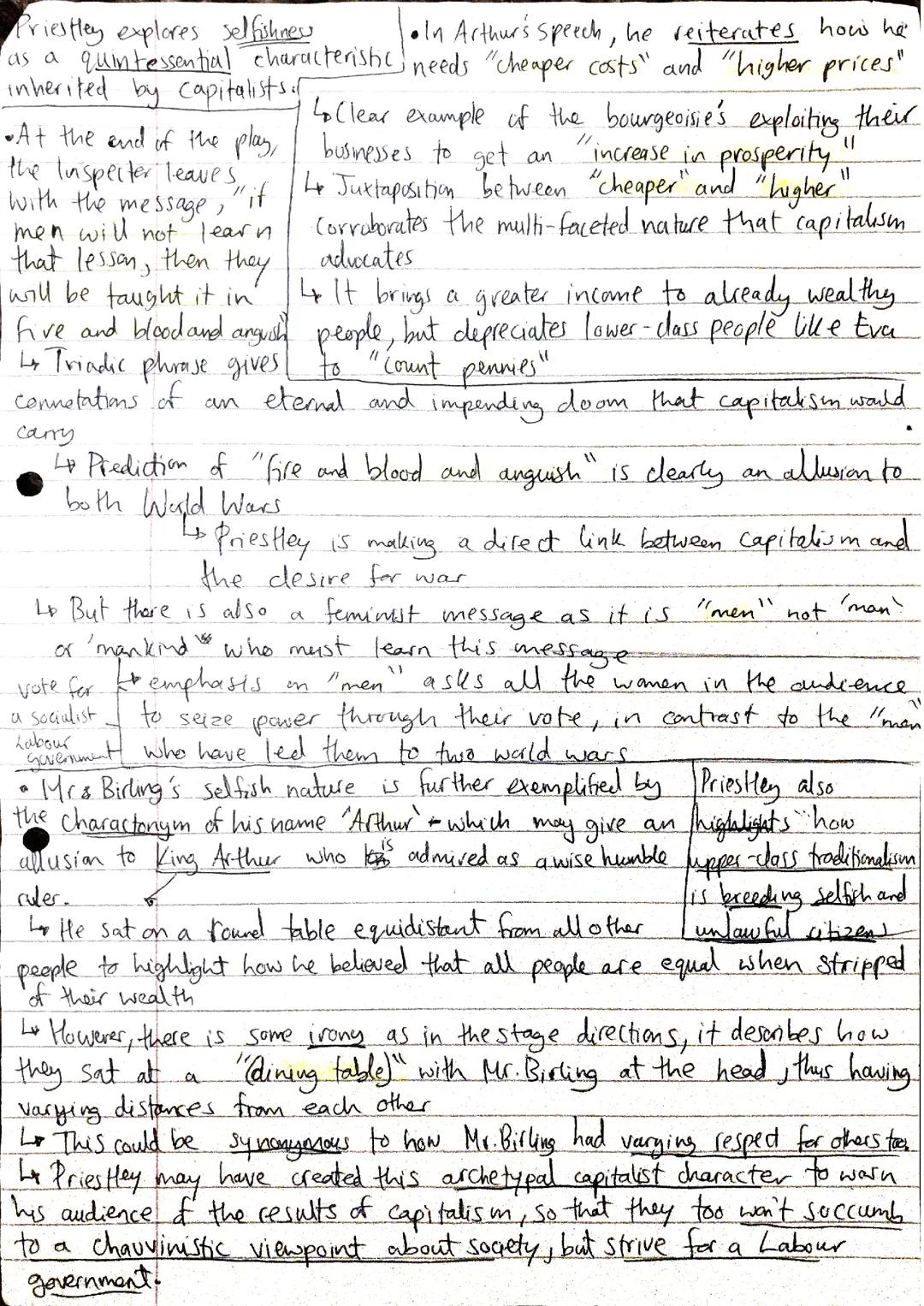 Grade 9 An Inspector Calls Paragraphs (Memorise and use them in essay)