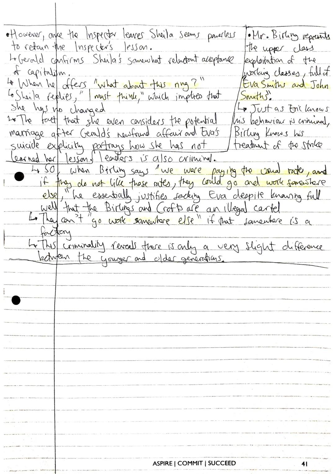 --- OCR Start ---
Priestley explores selfishness
•In Arthur's speech, he reiterates how he
as a quintessential characteristic needs "cheaper