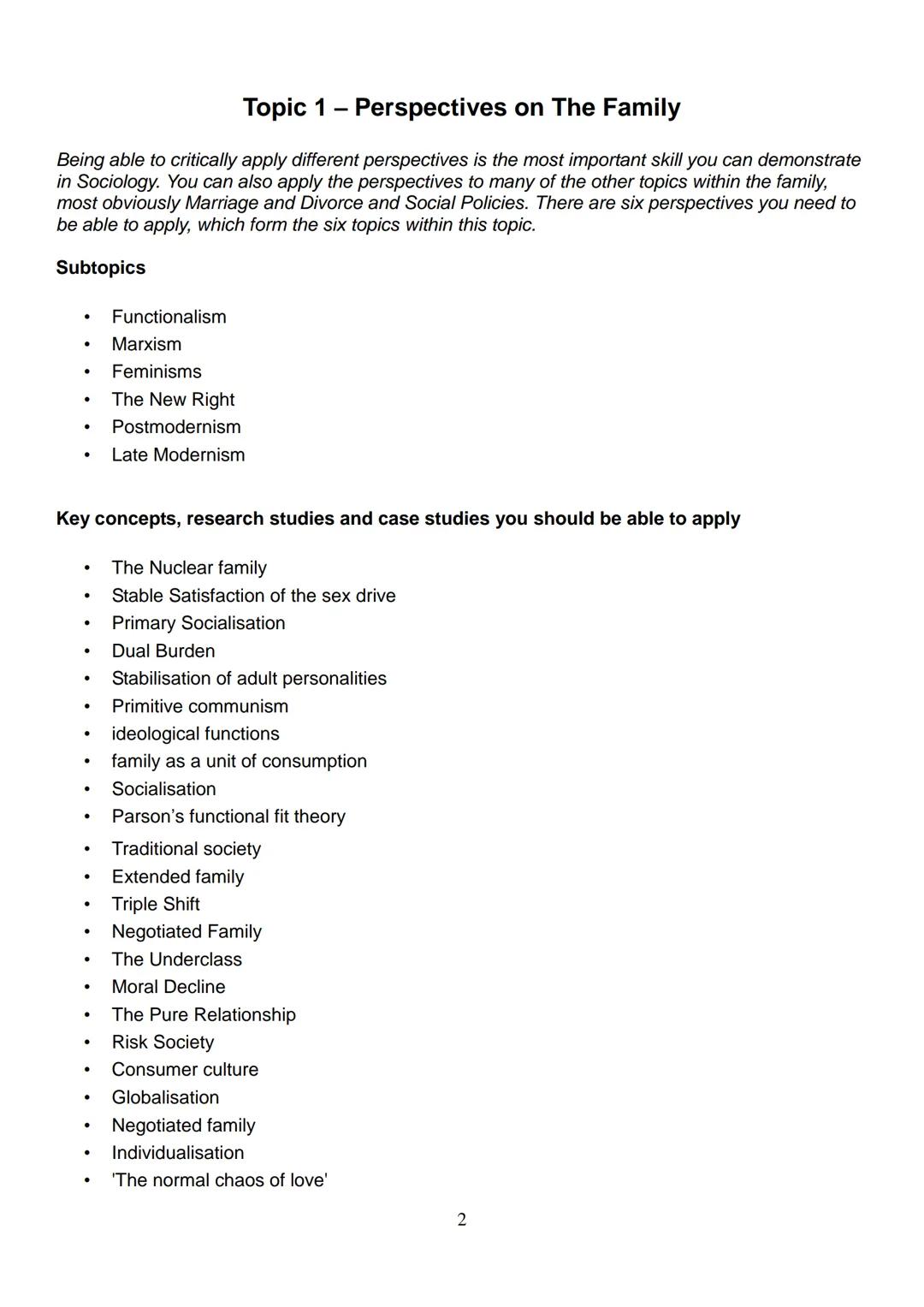 # AS Sociology
Family and
Households
Revision Notes
1 # Topic 1 - Perspectives on The Family
Being able to critically apply different pe