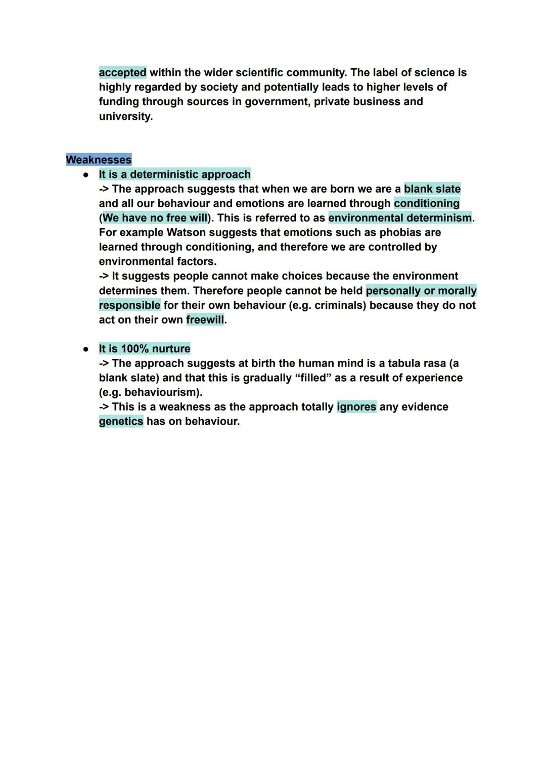 --- OCR Start ---
Behaviourist approach
Behaviourist assumptions
Assumption 1 - Humans are born a blank slate
"Tabula Rasa" is latin for bla