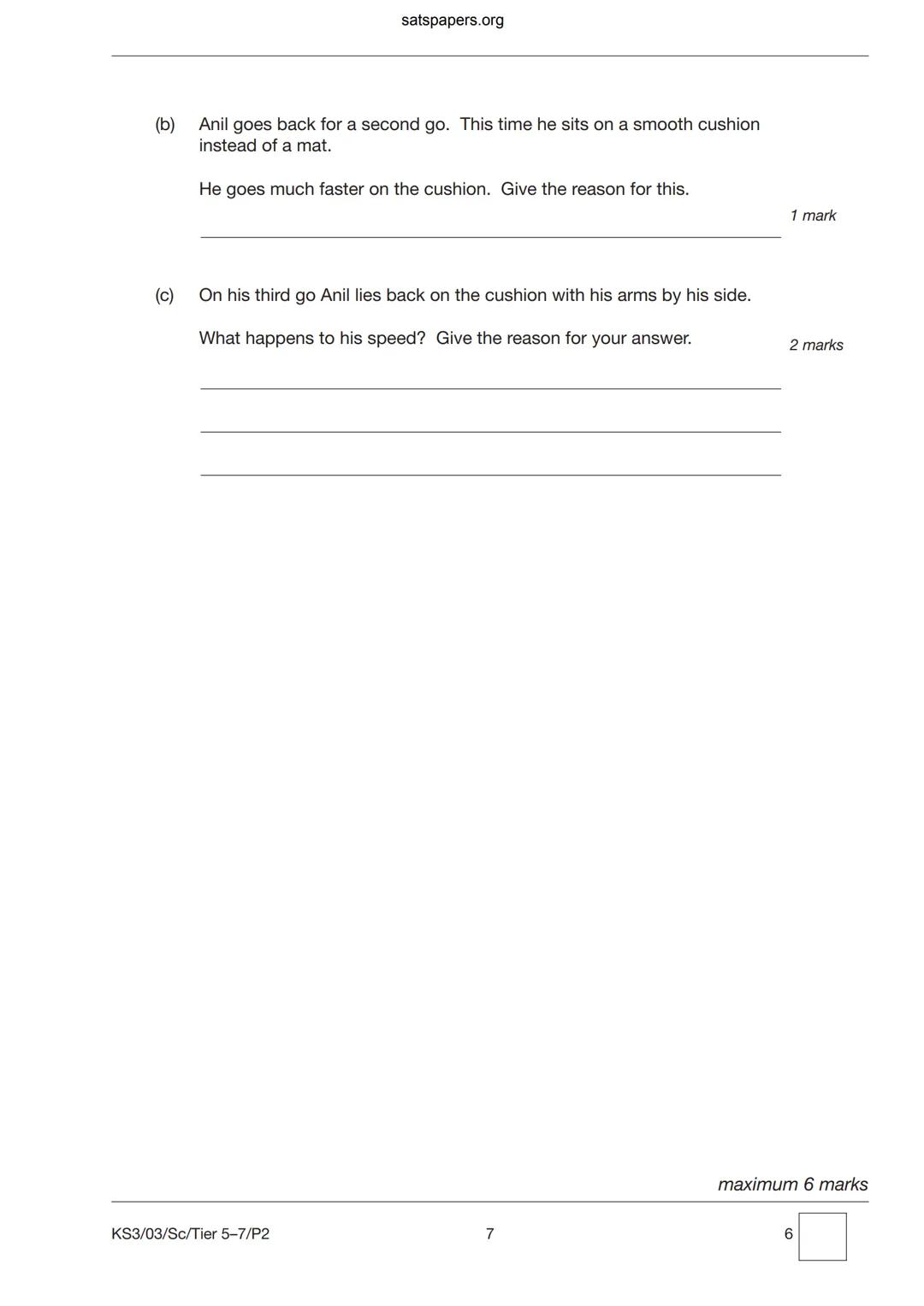 satspapers.org
Sc
KEY STAGE
3
TIER
5-7
2003
Science test
Paper 2
Please read this page, but do not open the booklet until your
teacher te