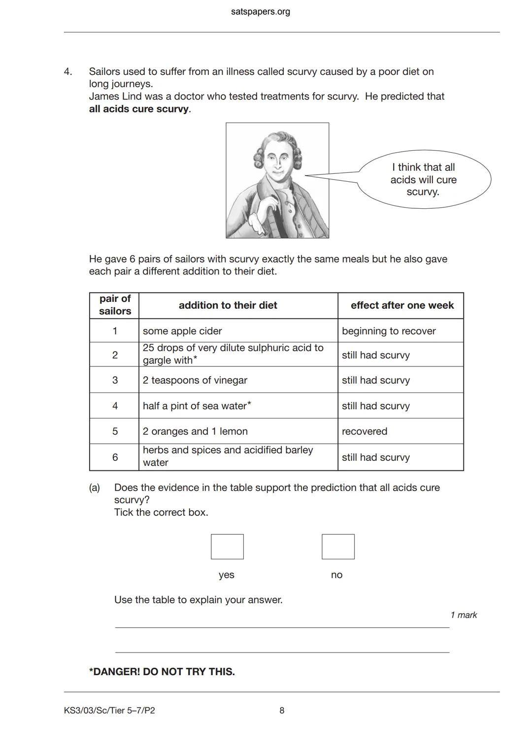 satspapers.org
Sc
KEY STAGE
3
TIER
5-7
2003
Science test
Paper 2
Please read this page, but do not open the booklet until your
teacher te