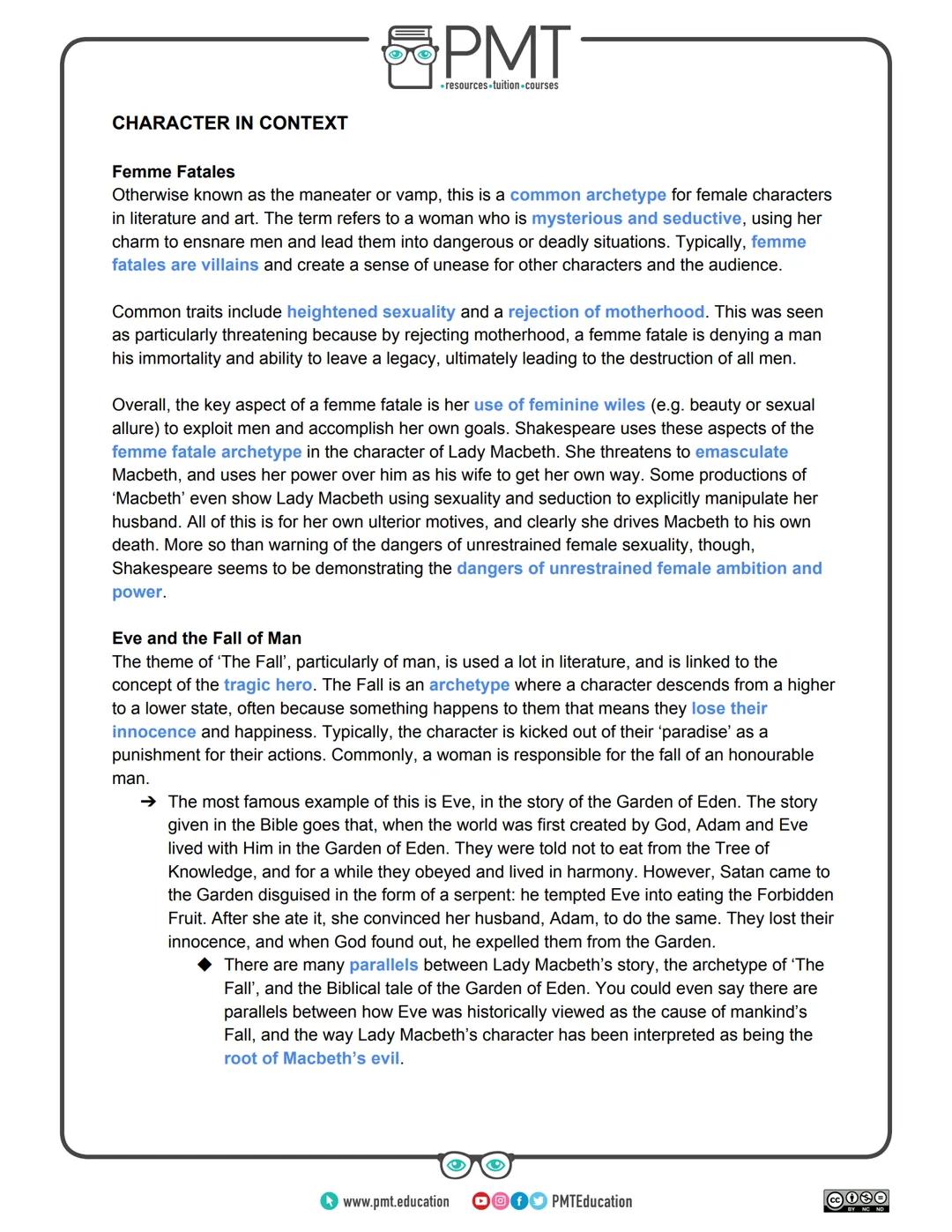 PMT
-resources-tuition-courses
# Edexcel English Literature GCSE
## Macbeth: Character Profile
### Lady Macbeth
Images: www.commons.wikime