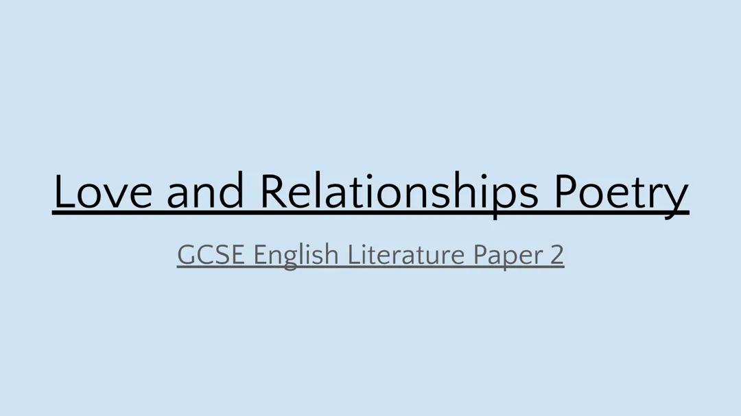 Love and relationship poems knowledge organiser