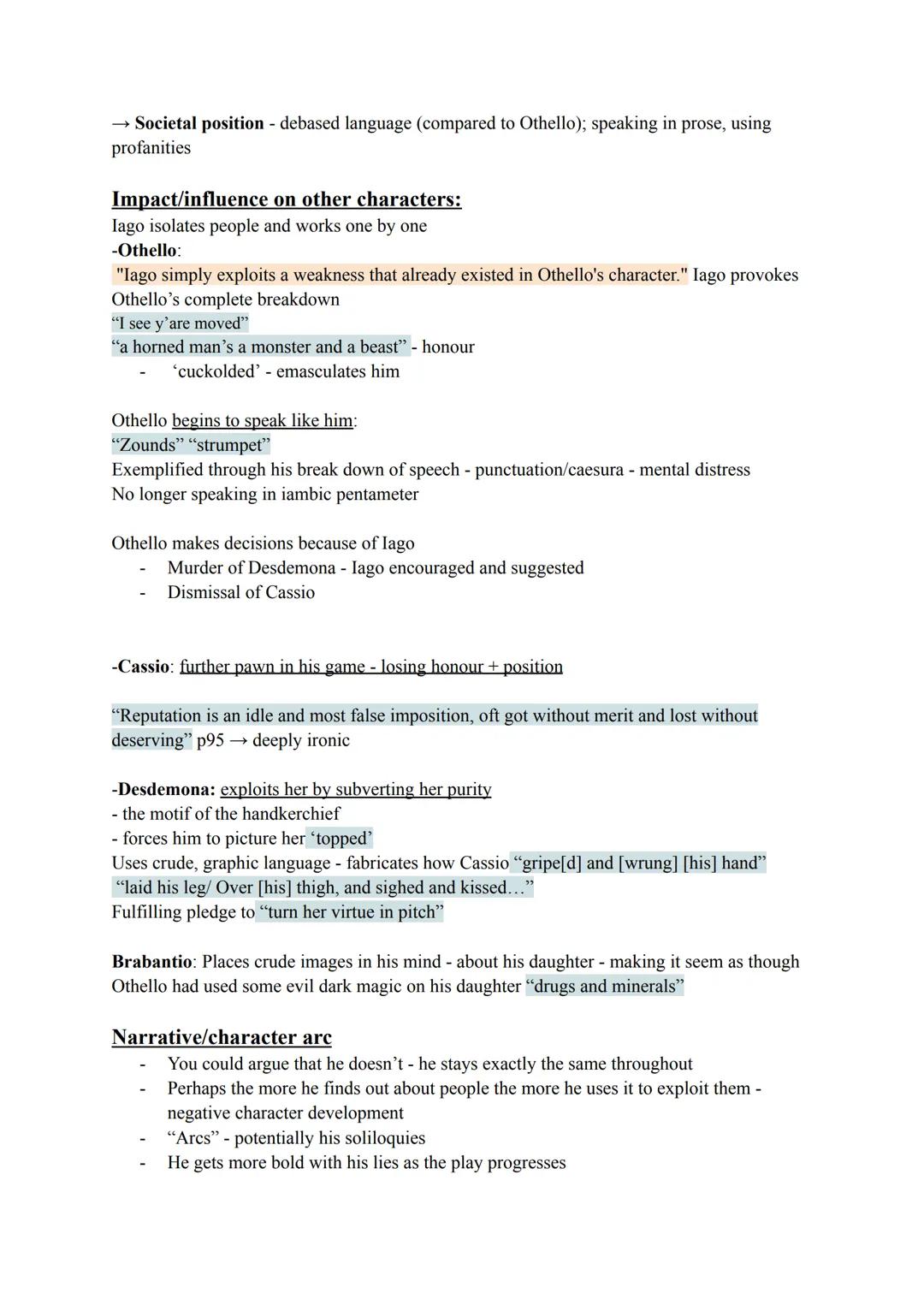 --- OCR Start ---
IAGO
Function:
โ Puppet master / stage manager
Catalyst for chaos (Othello's transformation) - to fulfil his own desires "