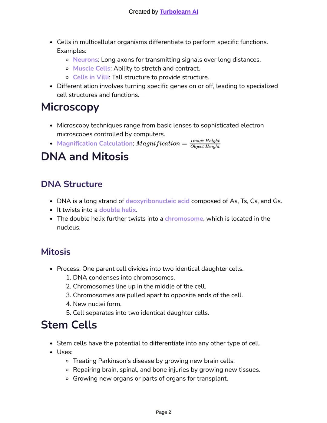 Created by Turbolearn Al
# Cell Structures and Functions
## Plant Cell
- Cell Membrane: Determines which substances enter and exit the ce