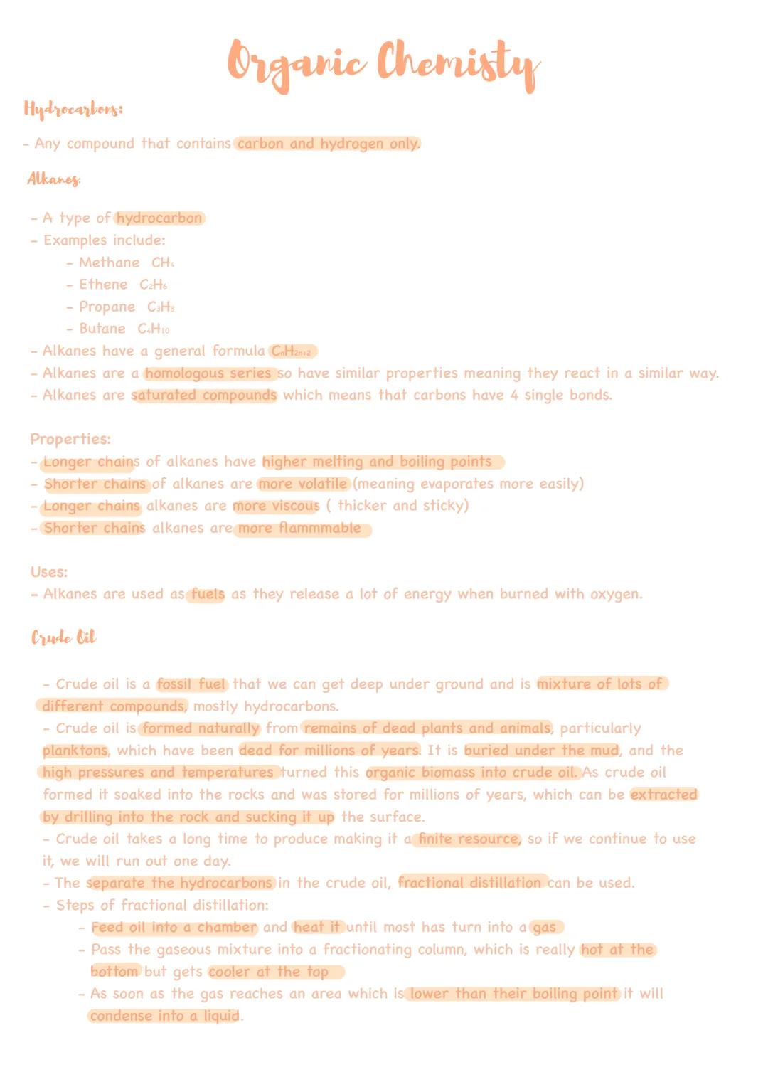 Organic chemistry GCSE AQA