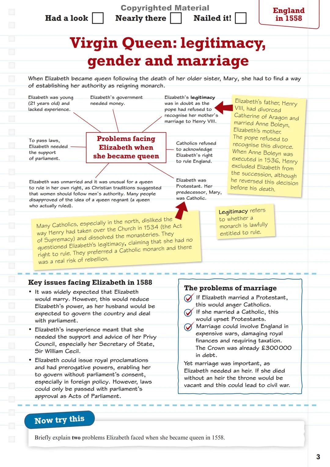 # Pearson
# Revise
Copyrighted Material
# Pearson Edexcel GCSE (9-1)
## History
Early Elizabethan England,
1558-88
# Revision Guide & Workbo