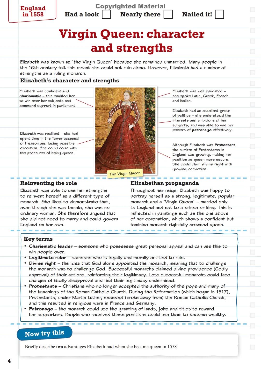 # Pearson
# Revise
Copyrighted Material
# Pearson Edexcel GCSE (9-1)
## History
Early Elizabethan England,
1558-88
# Revision Guide & Workbo