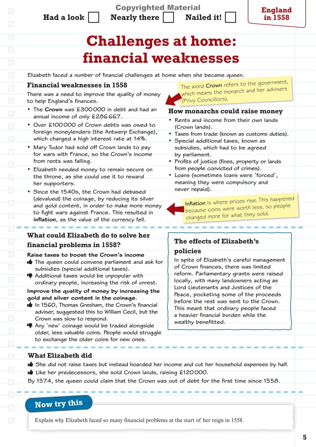 # Pearson
# Revise
Copyrighted Material
# Pearson Edexcel GCSE (9-1)
## History
Early Elizabethan England,
1558-88
# Revision Guide & Workbo