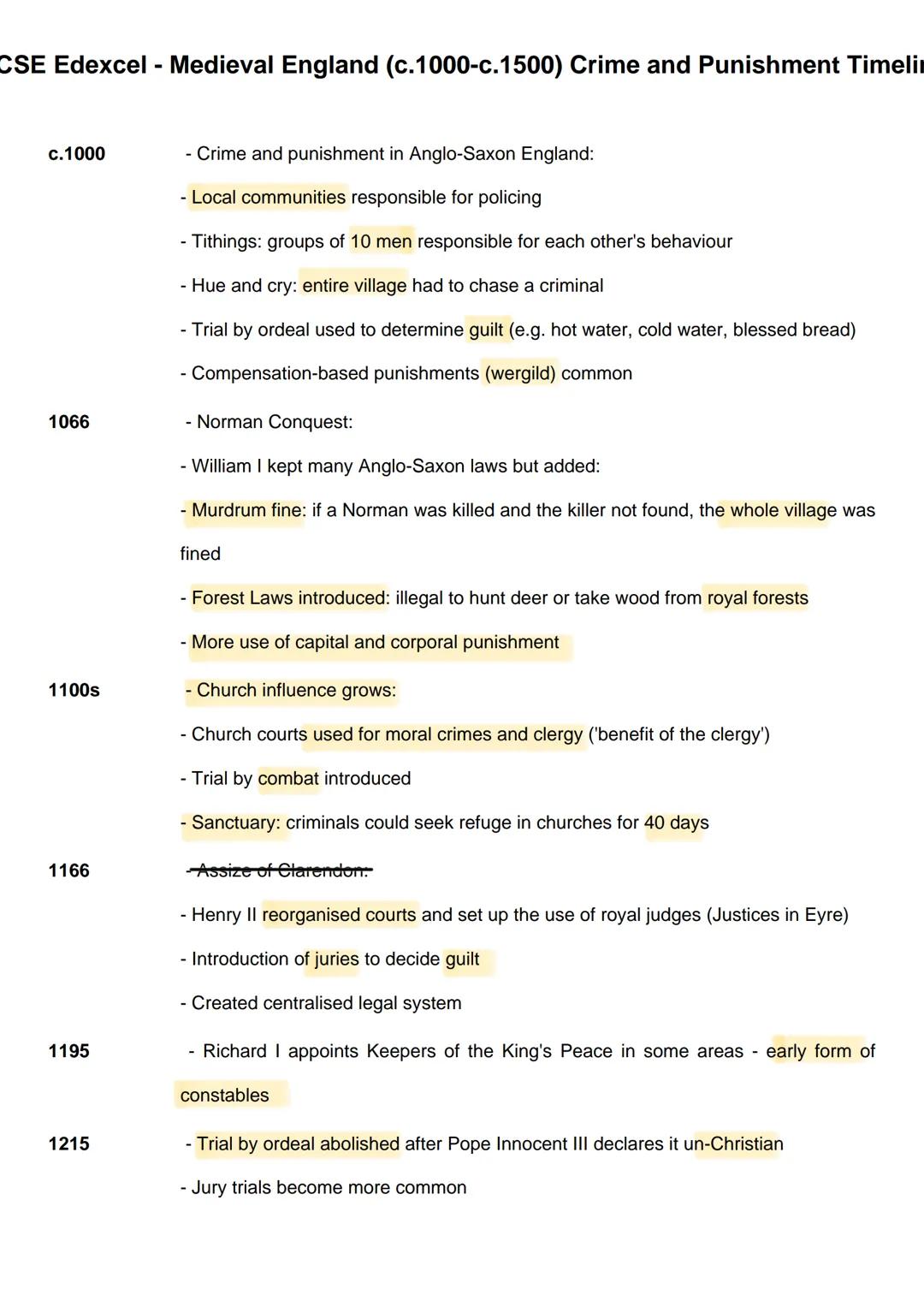 Medieval Period - Crime and Punishment GCSE - Edexcel