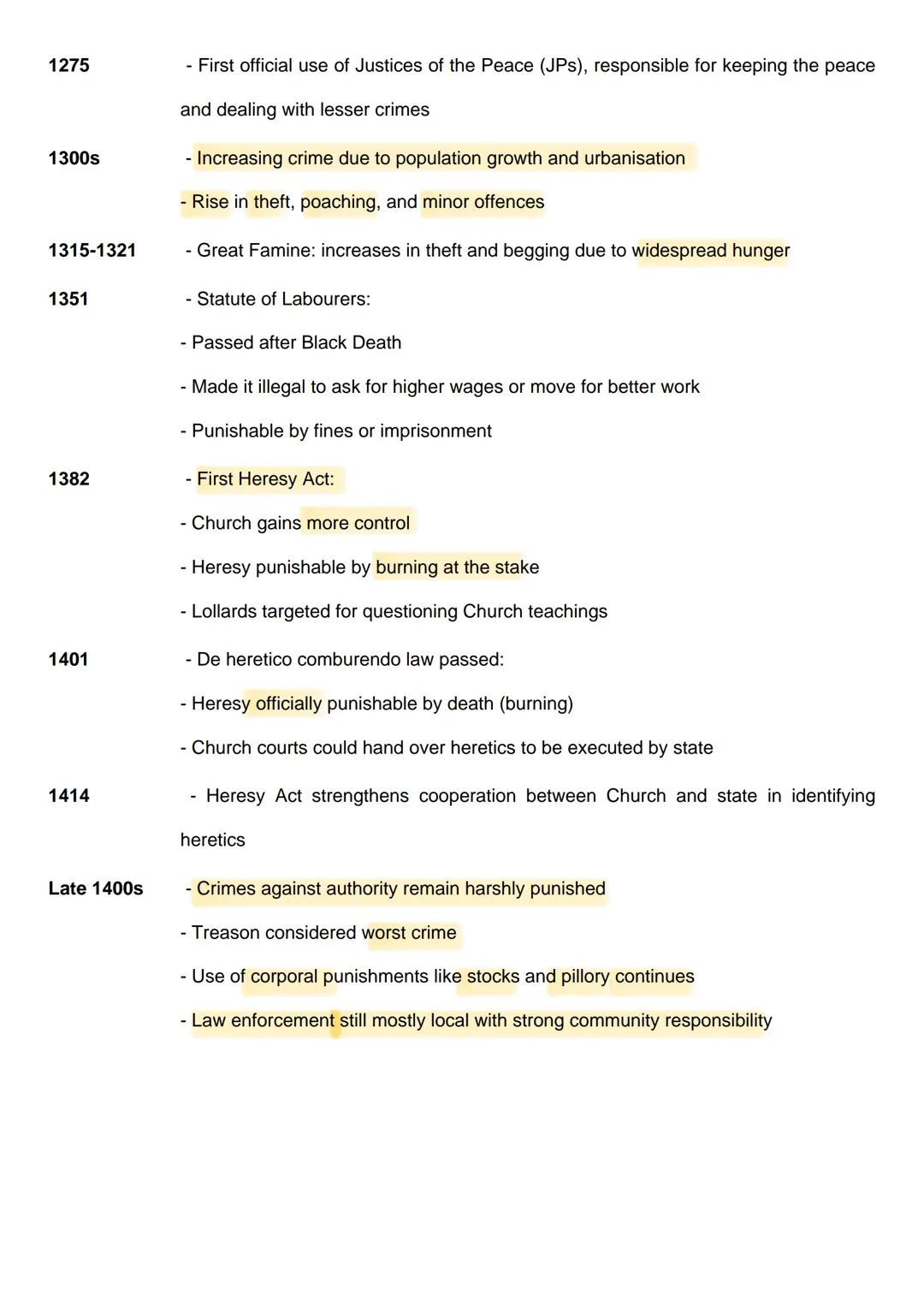 --- OCR Start ---
CSE Edexcel - Medieval England (c.1000-c.1500) Crime and Punishment Timelin
c.1000
- Crime and punishment in Anglo-Saxon E